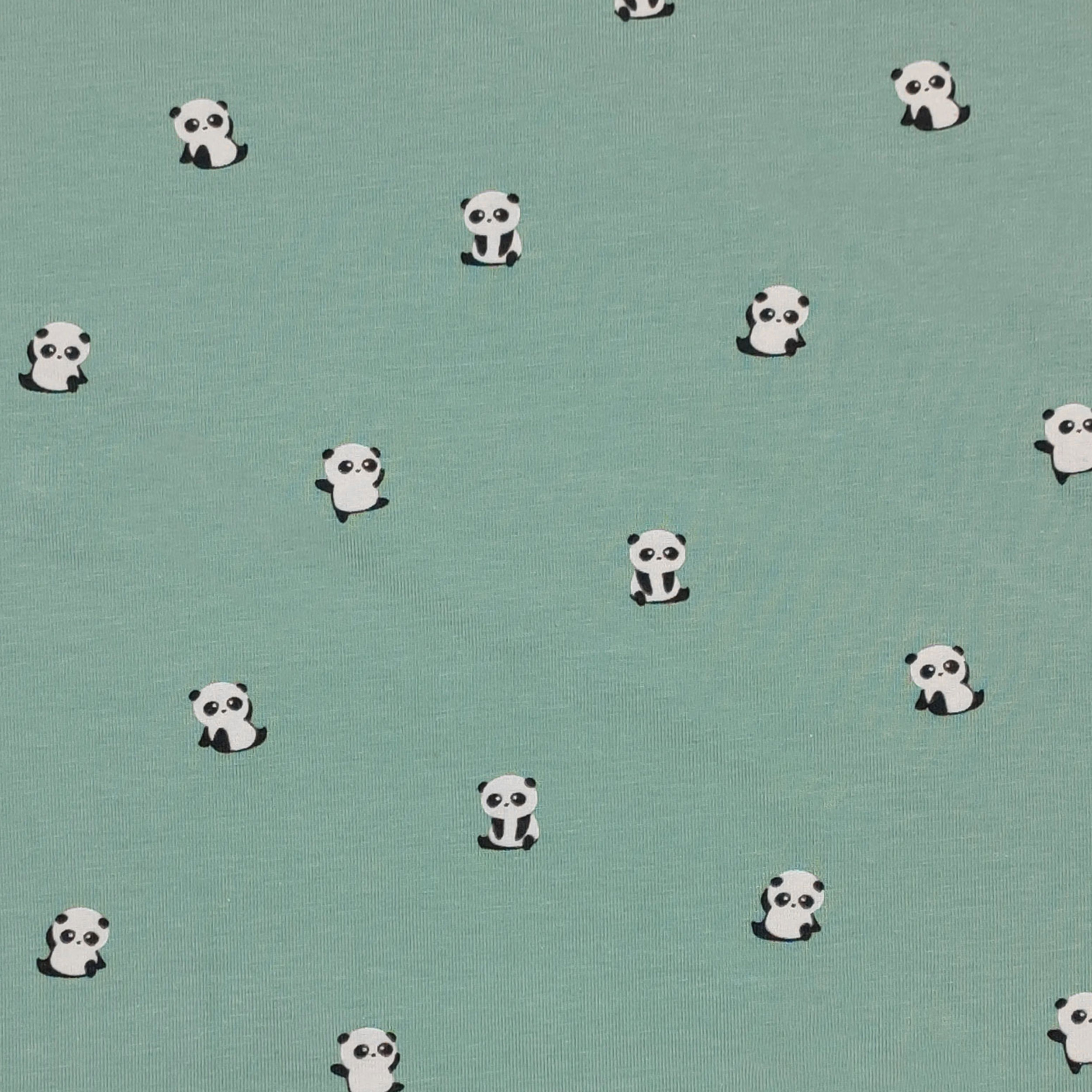 Maglina Cotone Mini Panda Sfondo Verde Acqua Scuro
