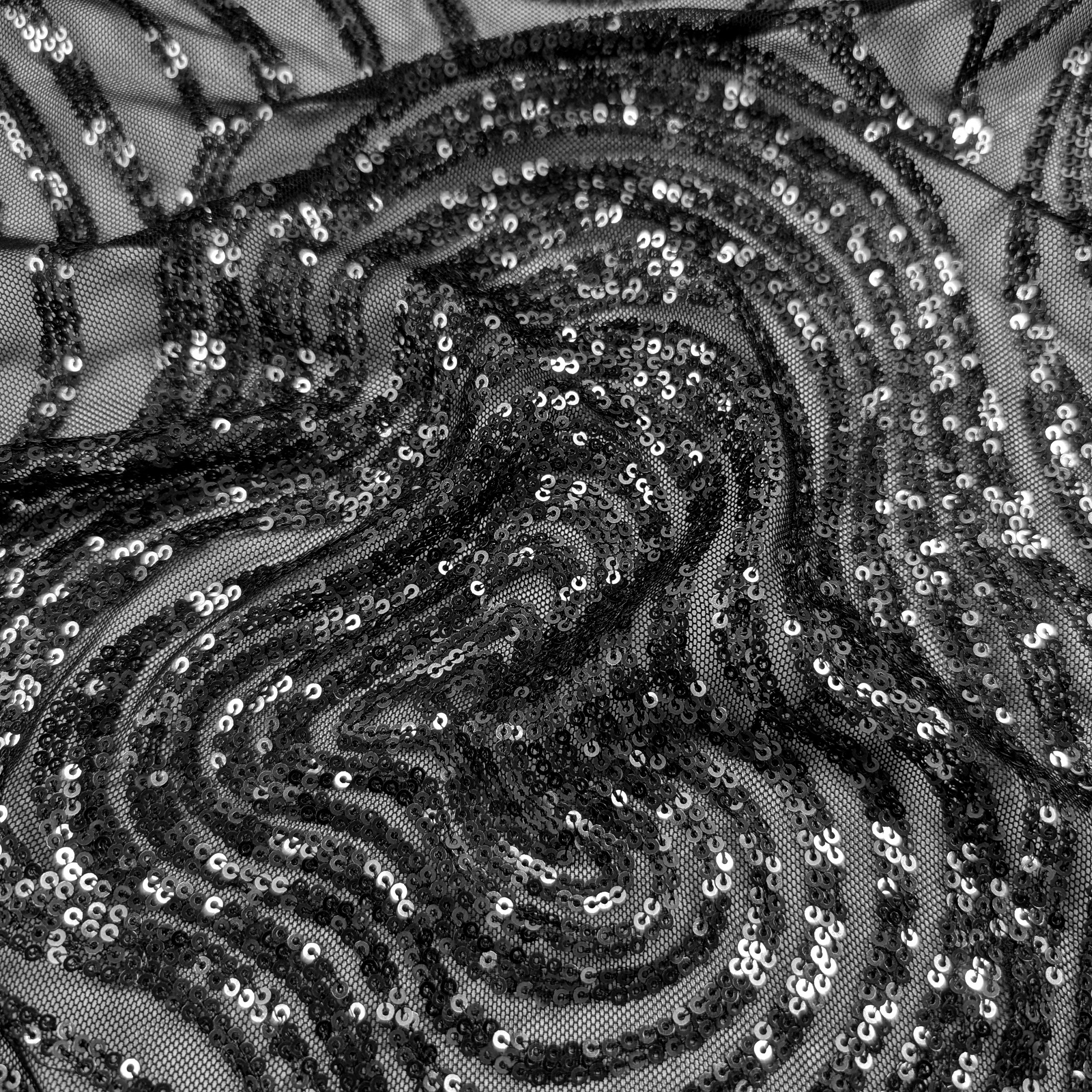 Tulle Nero con Fantasia Paillettes Moda Image