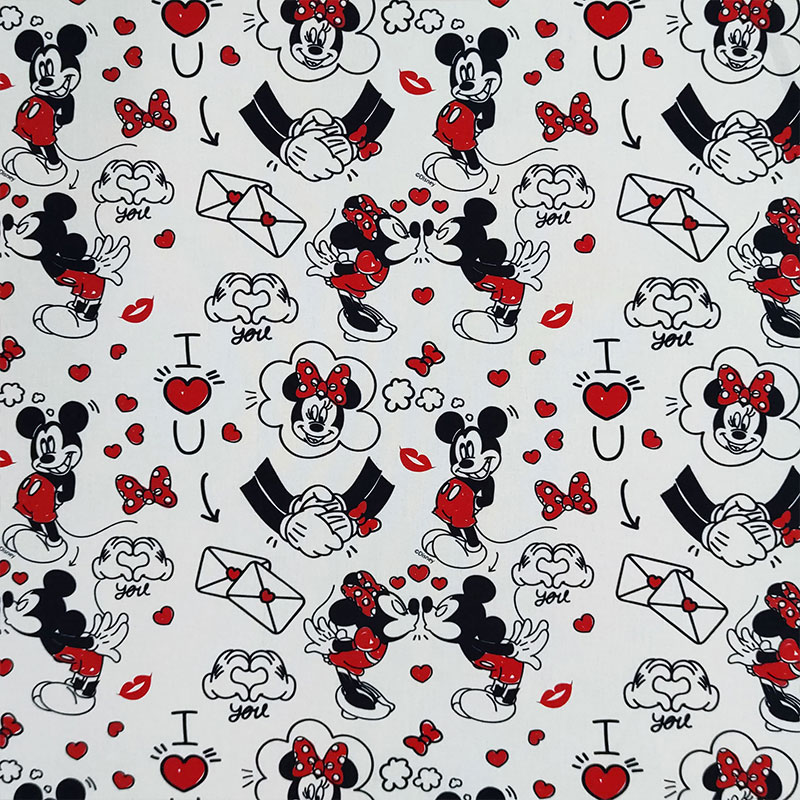 Tessuto Cotone Disney Mickey Mouse e Minnie