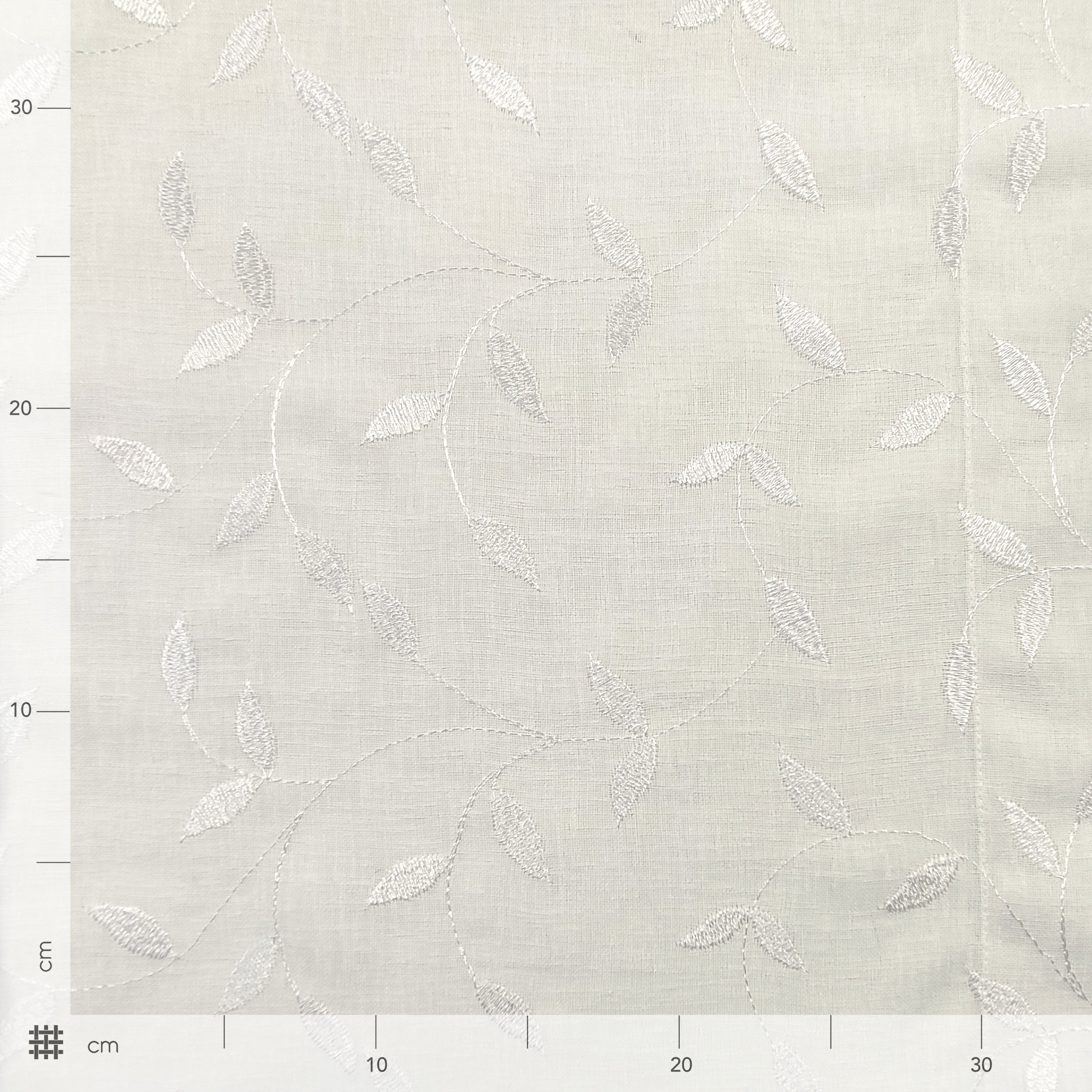 Tessuto Tendino Foglie Eleganti - Bianco