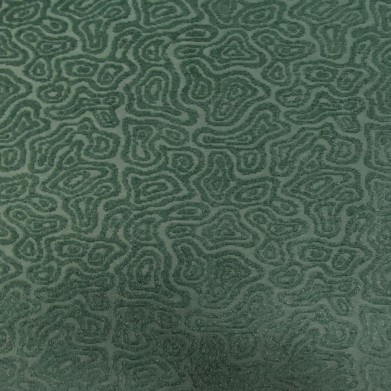 Tessuto Motivi Astratti Floccato Verde