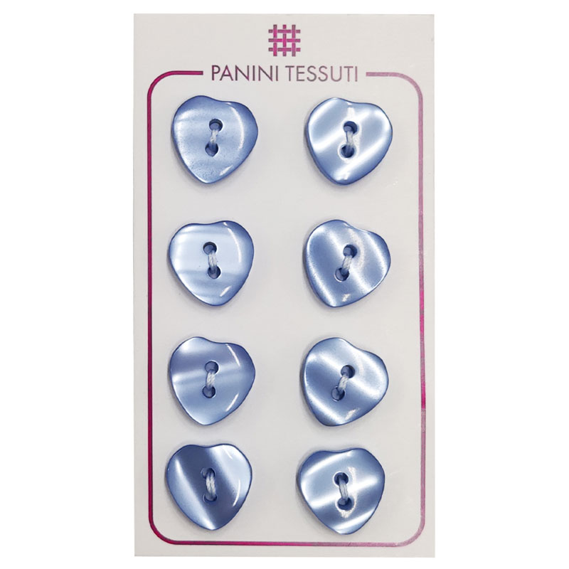  Bottoni Cuore Colore Azzurro 8 Pezzi - Lin 24