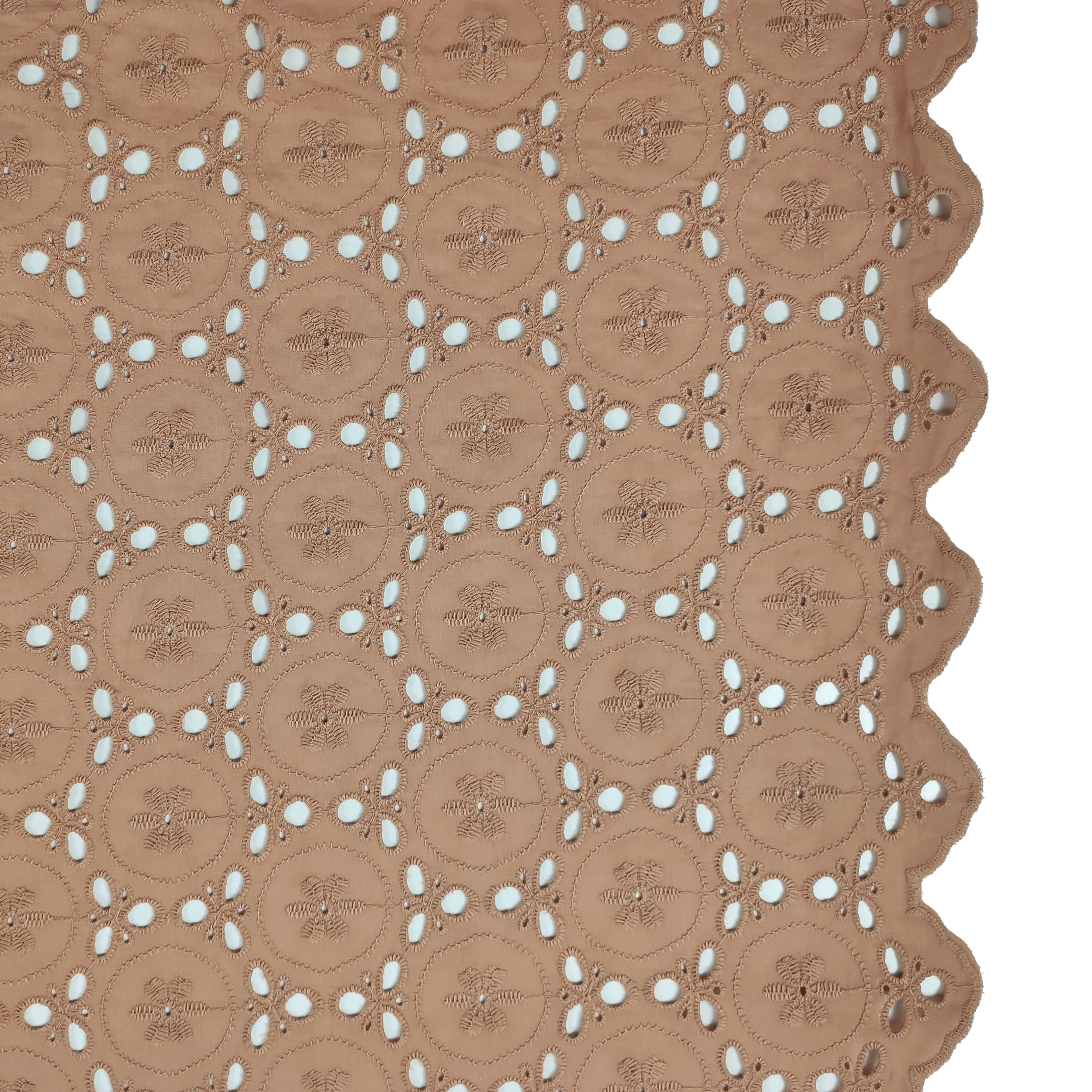 Tessuto Sangallo Beige Doppio Bordo Ricamato