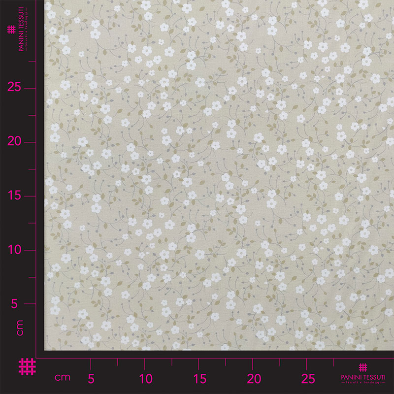 Tessuto Cotone Fantasia Fiorellini Beige