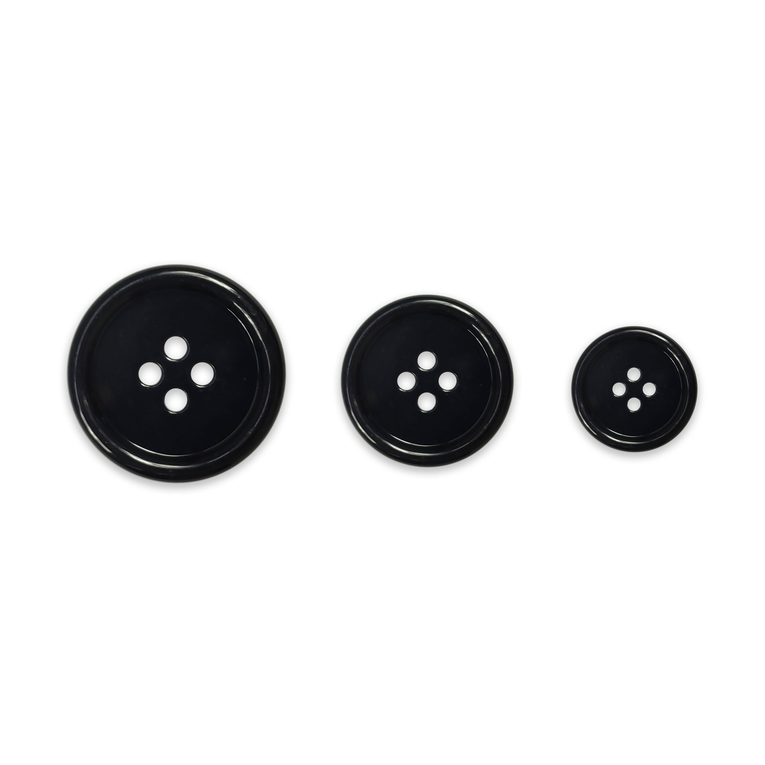 50 Bottoni Per Completo Uomo In Resina Nera - 4 Fori, Classici | Dimensioni 12mm, 15mm, 18mm Per Cucito, Sartoria E Fai Da Te