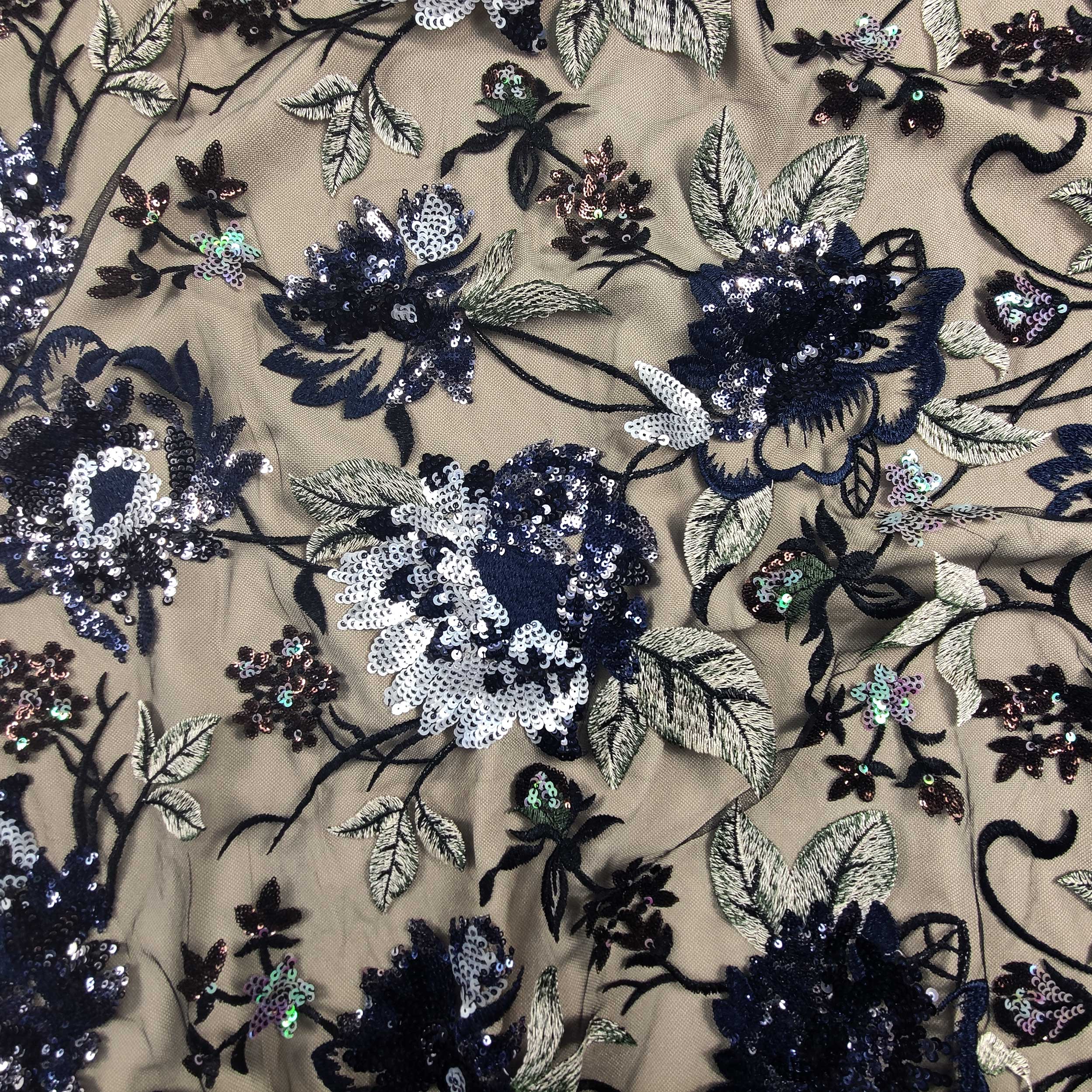 Pizzo Alta Moda Fiori Paillettes