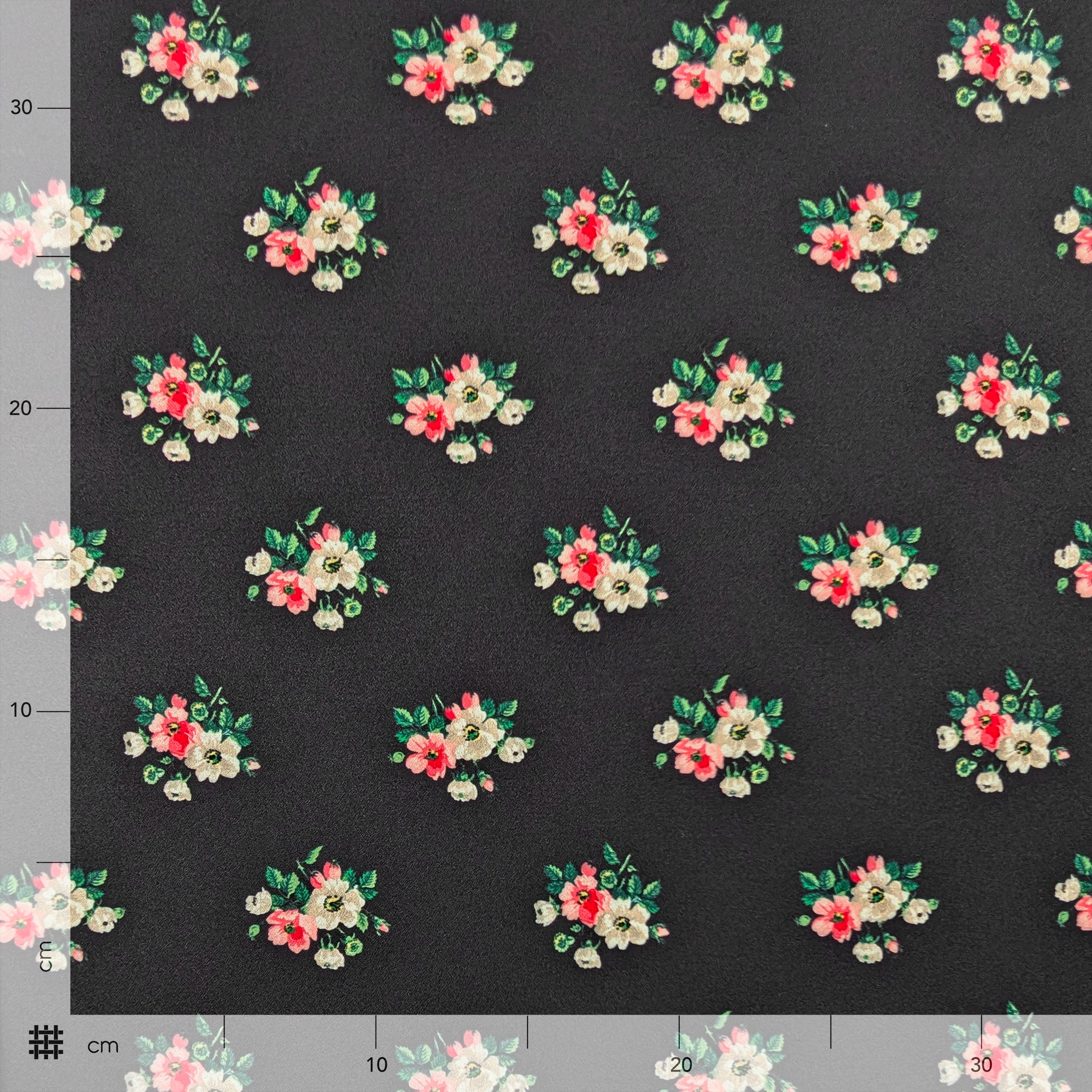 Crêpe Elasticizzato Moda Fiori Sfondo Nero Image