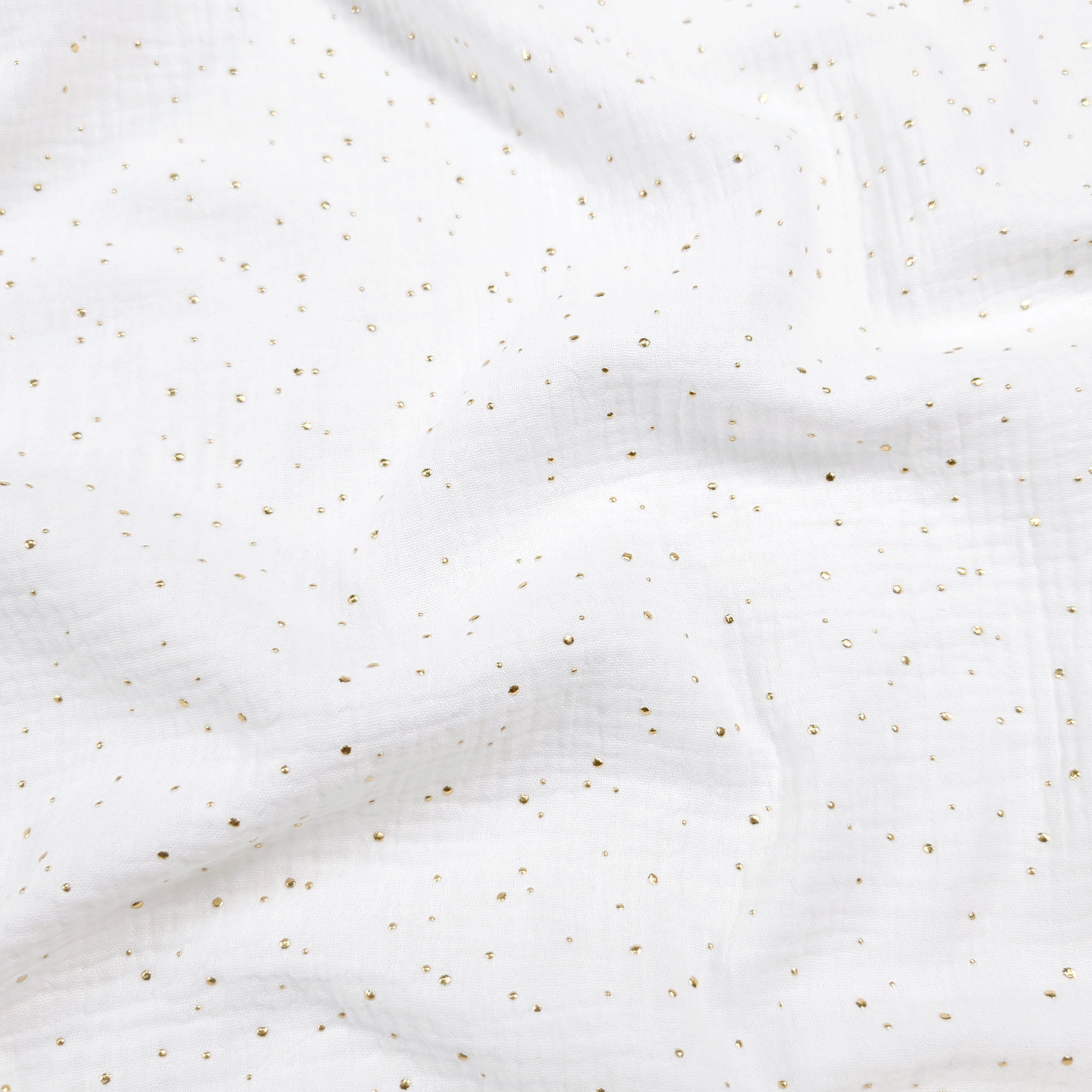 Mussola Cotone Bianco con Pois Oro Image