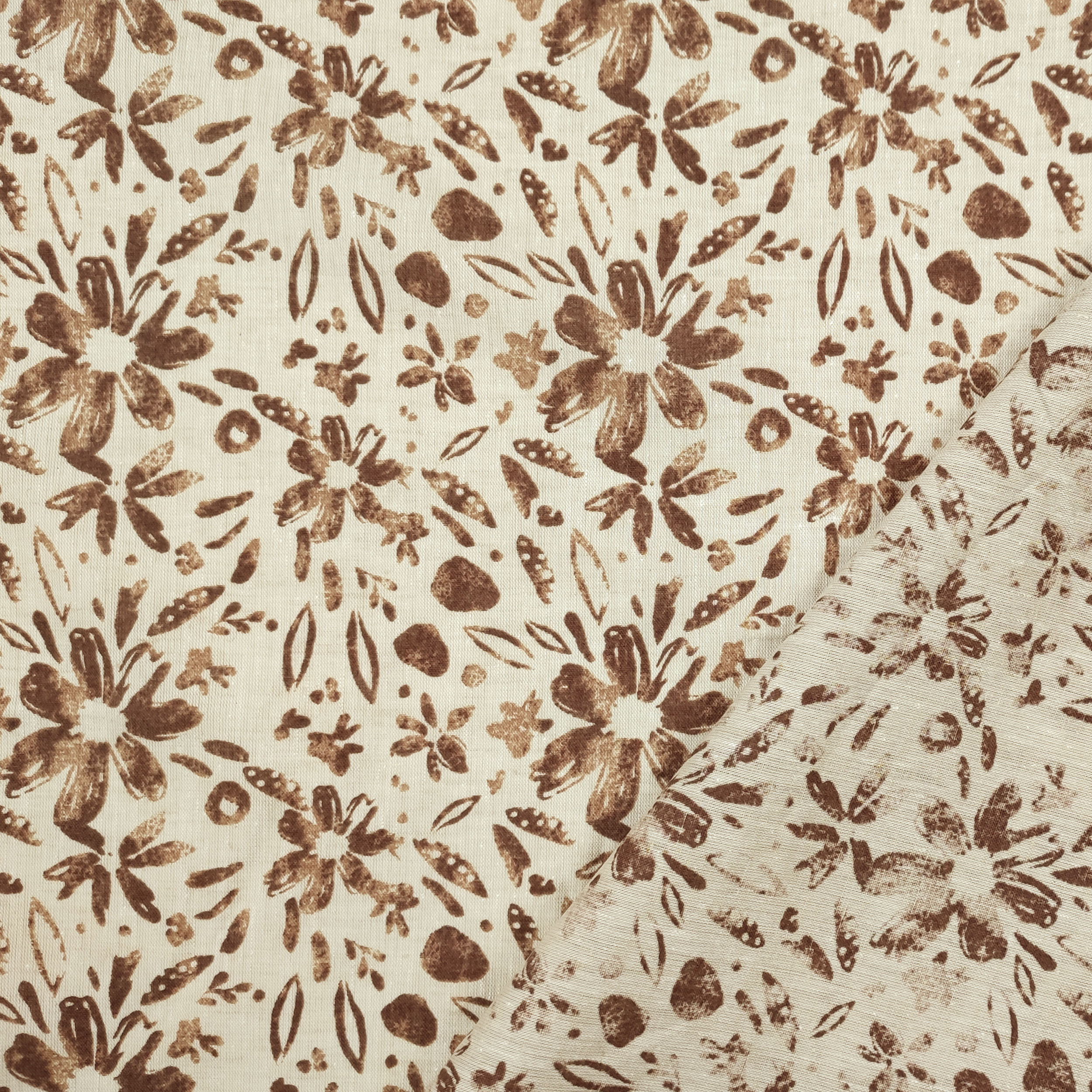 cotone tessuto fiori marroni