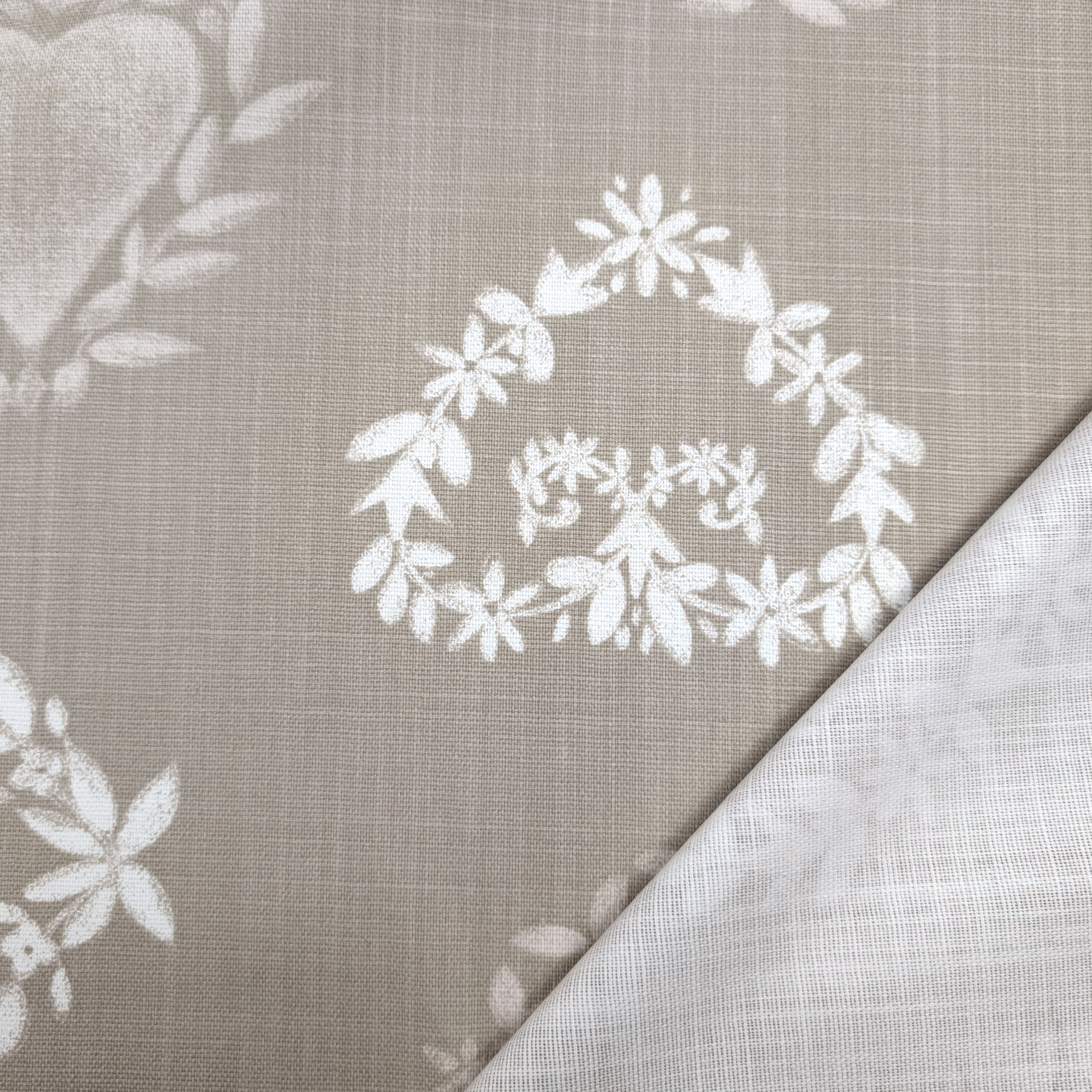 Cotone Lino Arredo Fiori e Cuori Shabby Image
