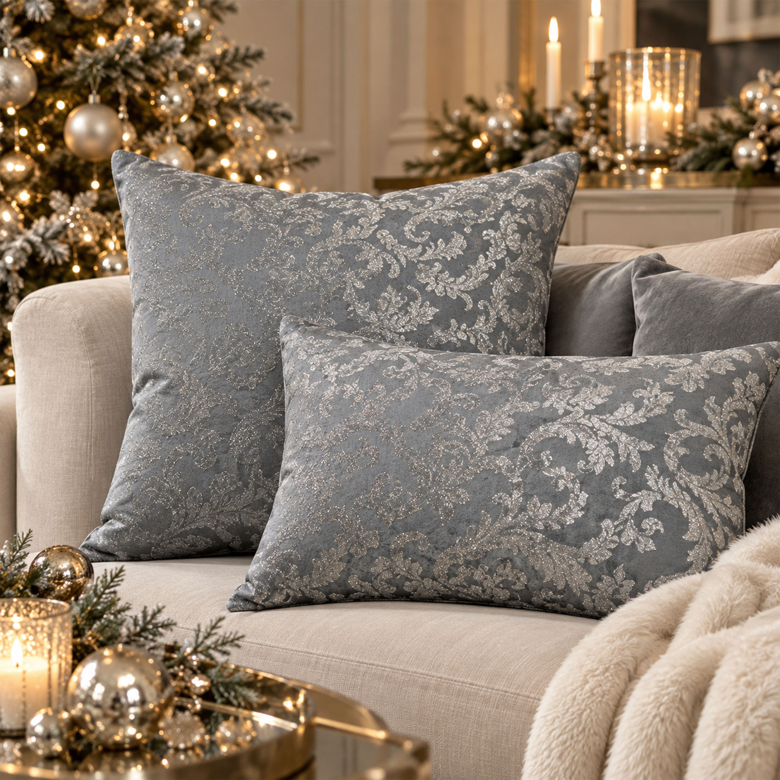 Damascato Special Natalizio Grigio Lurex Image