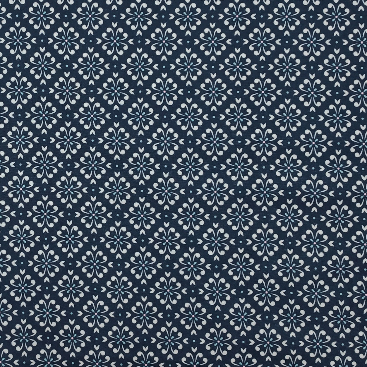 stoffa in cotone arredo pattern arabico blu scuro