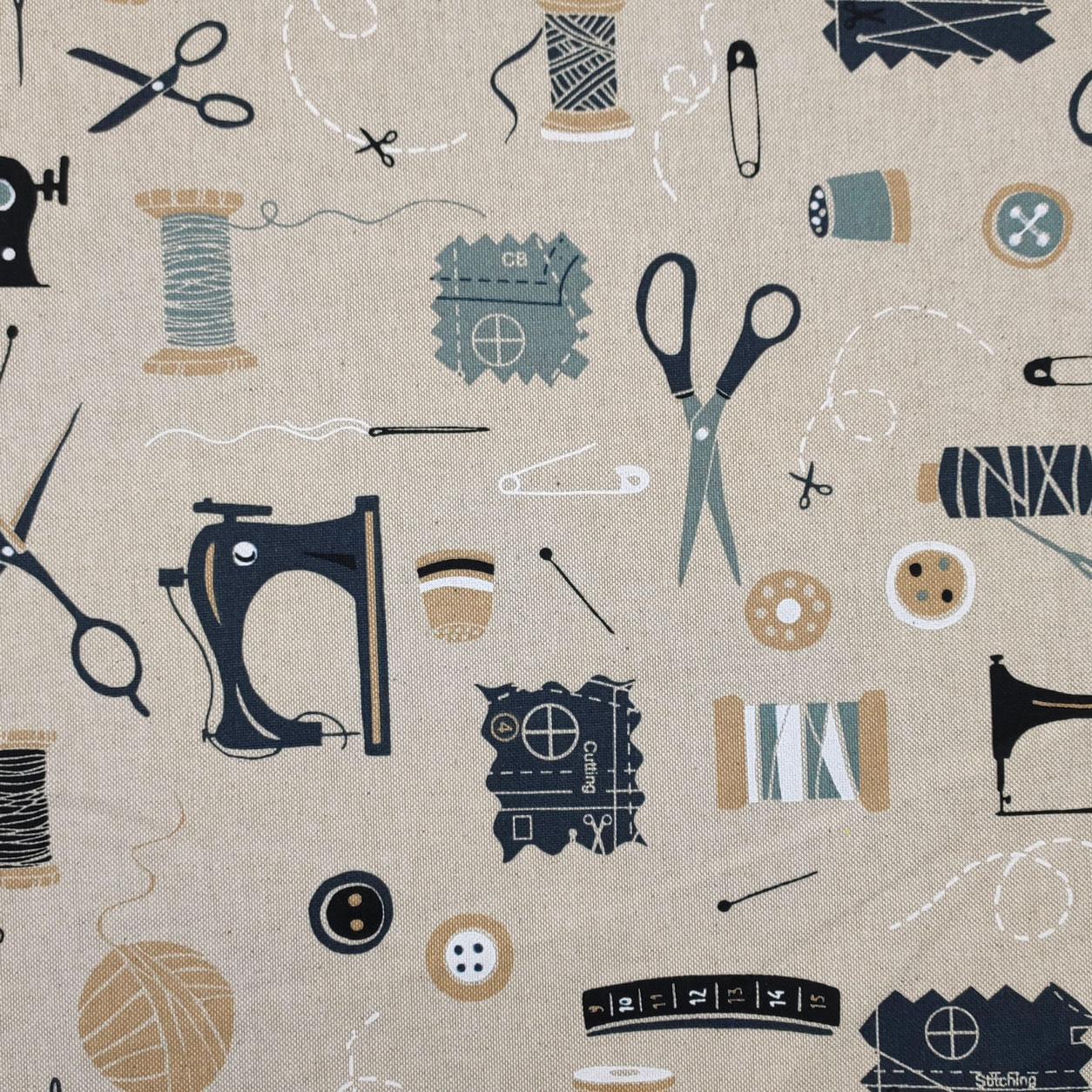 Tessuto Misto Cotone Accessori Sartoria Grigio Image