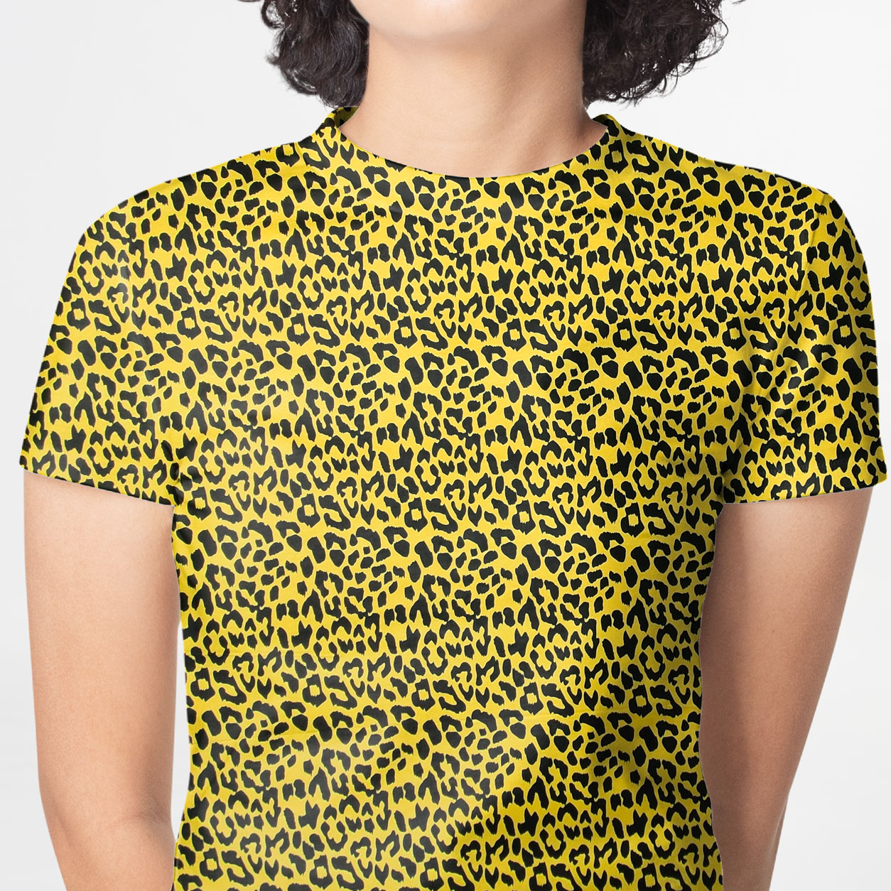 jersey fantasia leopardata nera sfondo giallo