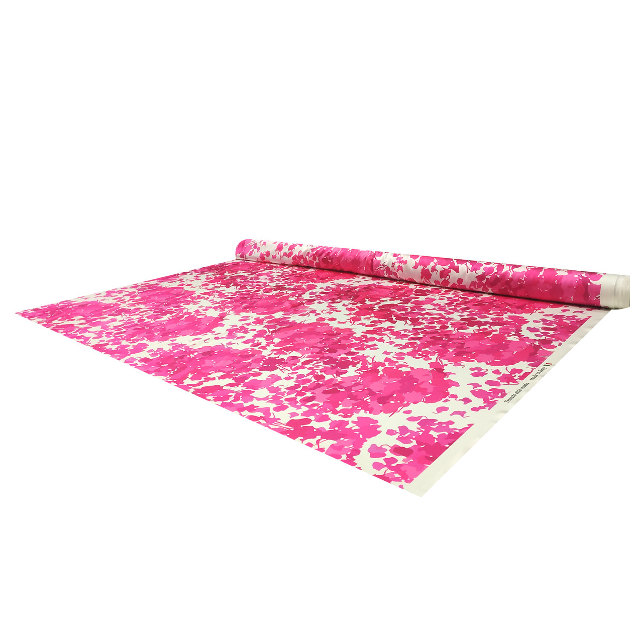 Tessuto rasetto setato fiori astratti magenta