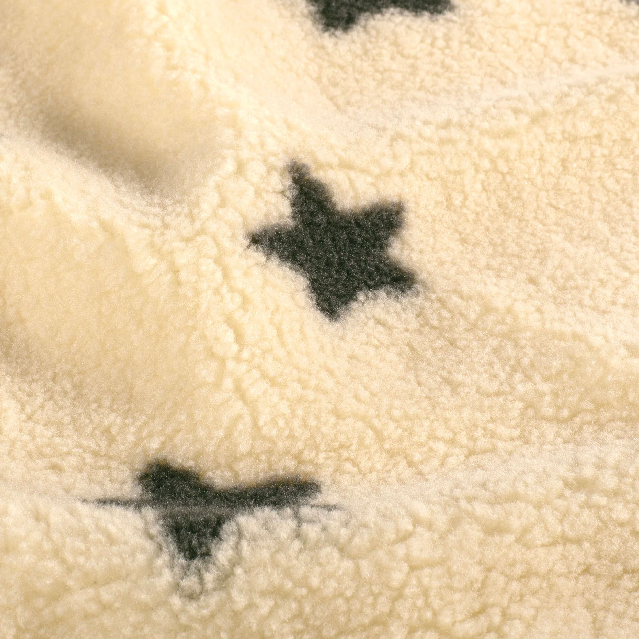 Tessuto Sherpa Beige Stelle Nere