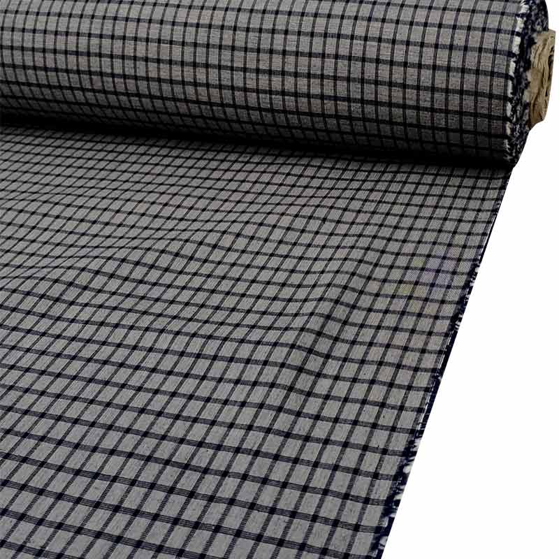 Tessuto per Camicie Quadretti Grigio e Blu