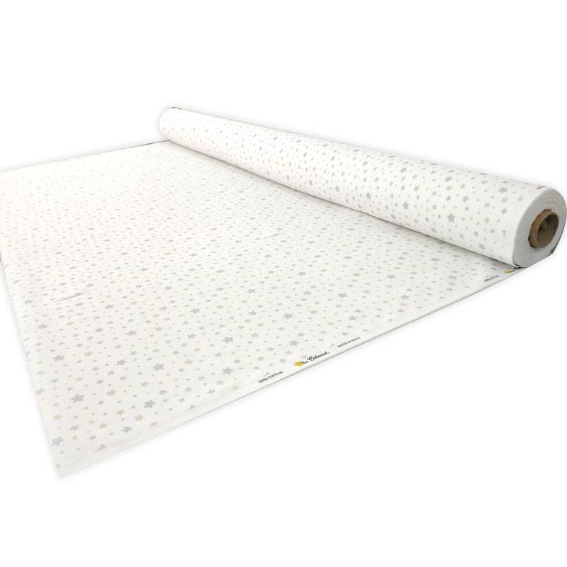 Tessuto Piquet di Cotone Fantasia Stelline Beige Image
