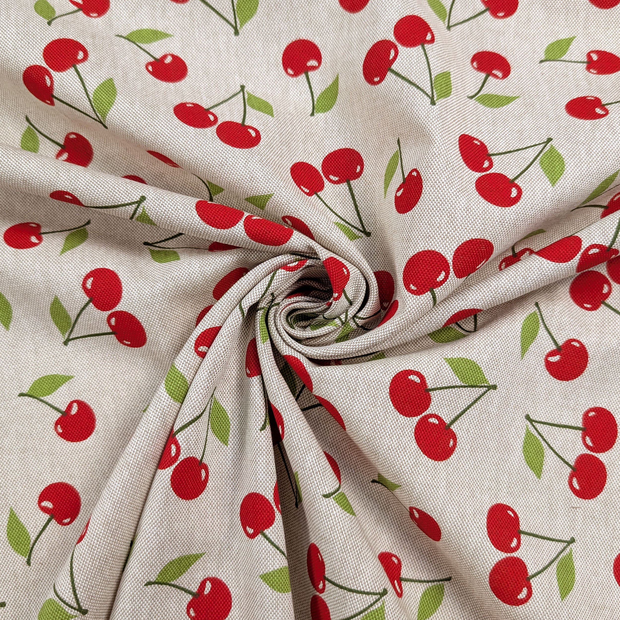Tessuto Misto Cotone Ciliegie Rosse Image