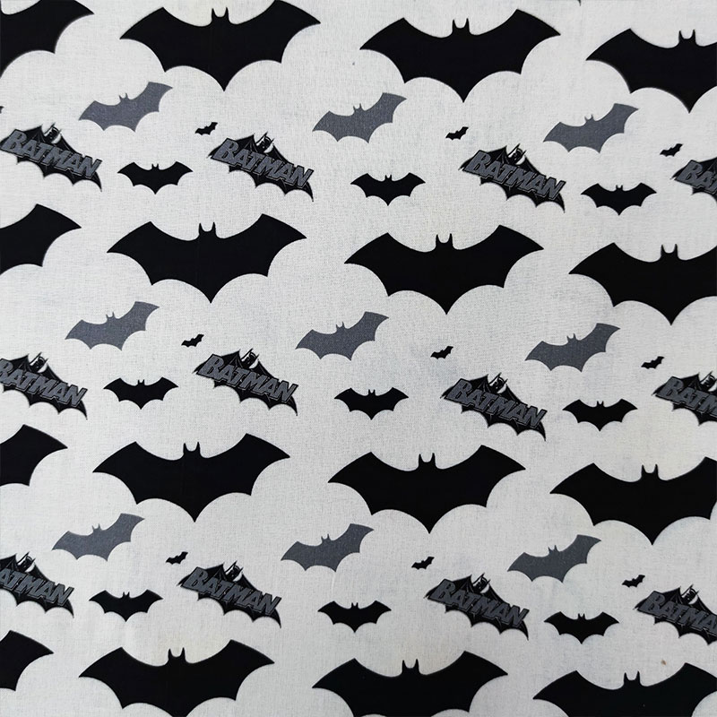 Ritaglio Tessuto Cotone DC Icona Batman Bianco e Nero 50x140 cm