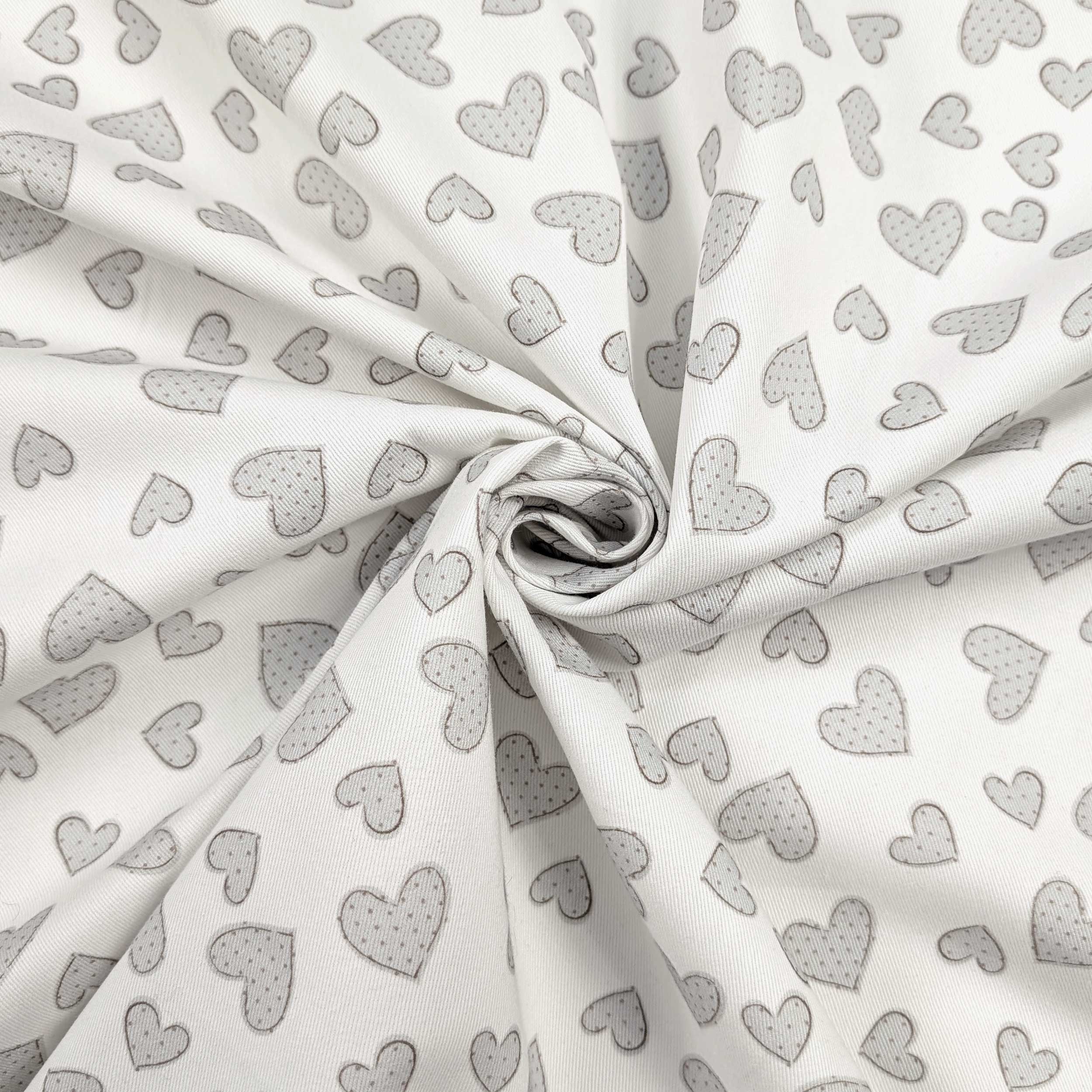 Gabardine Cotone Cuori Grigi Image