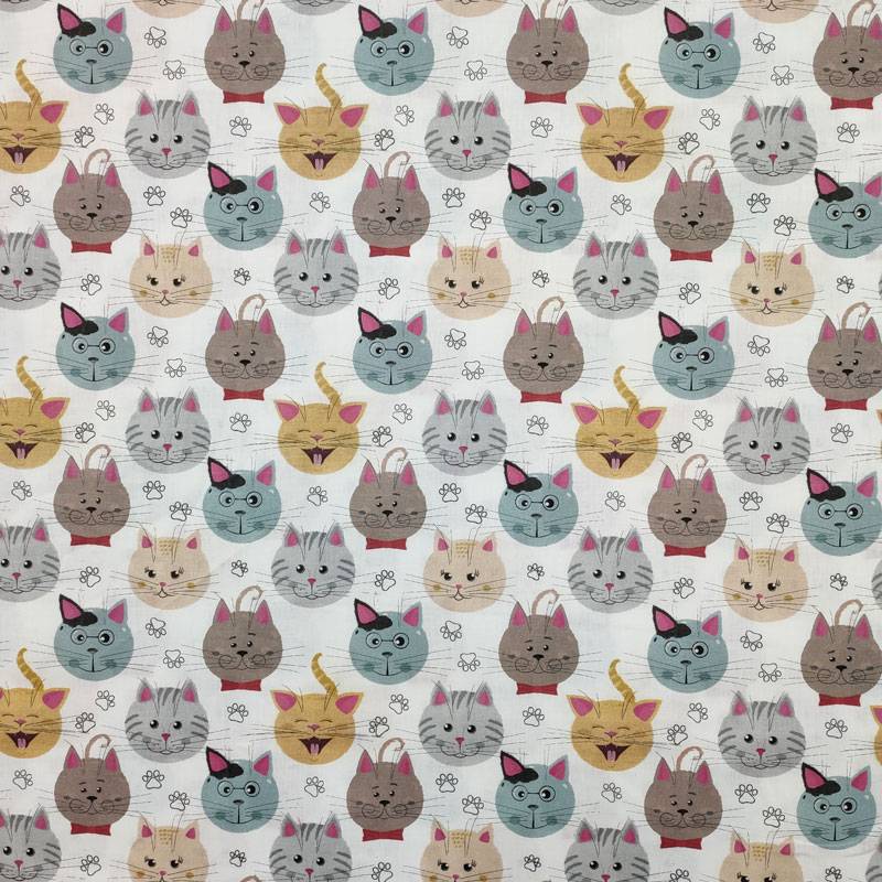 Tessuto Cotone Fantasia Gattini