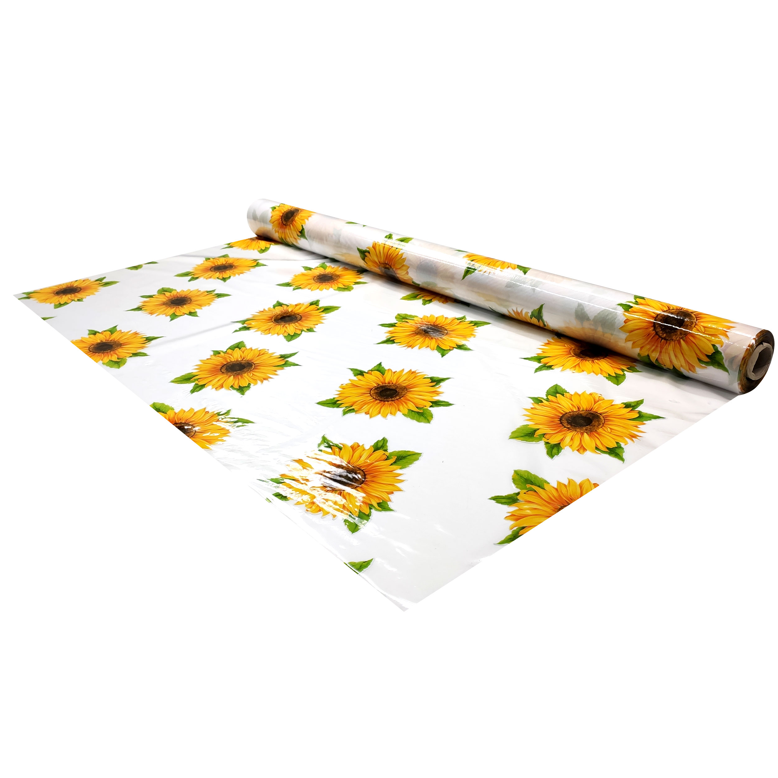 Tessuto per Tovaglia Plastificata Trasparente con Girasoli