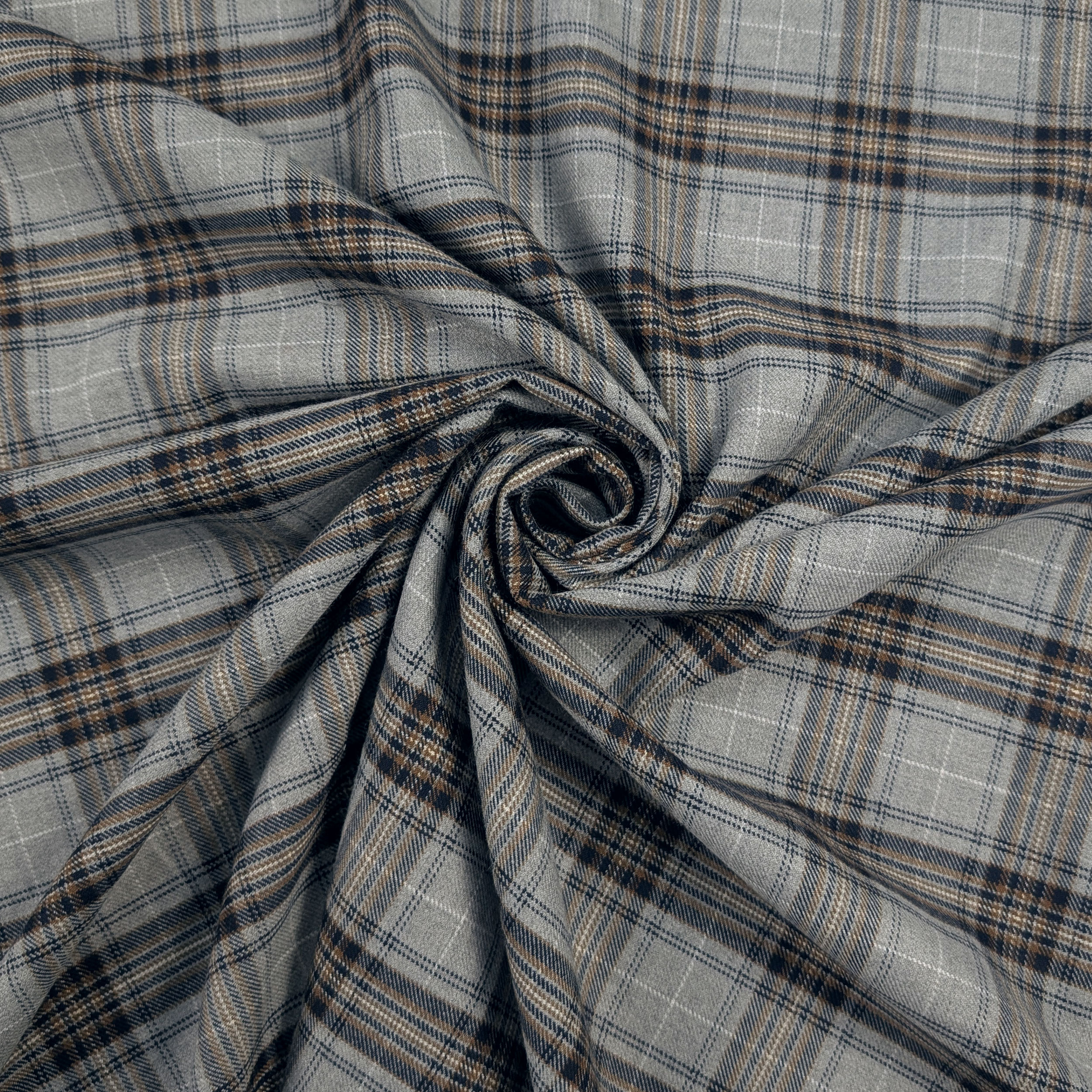 Tartan Righe Beige e Blu Sfondo Grigio Image