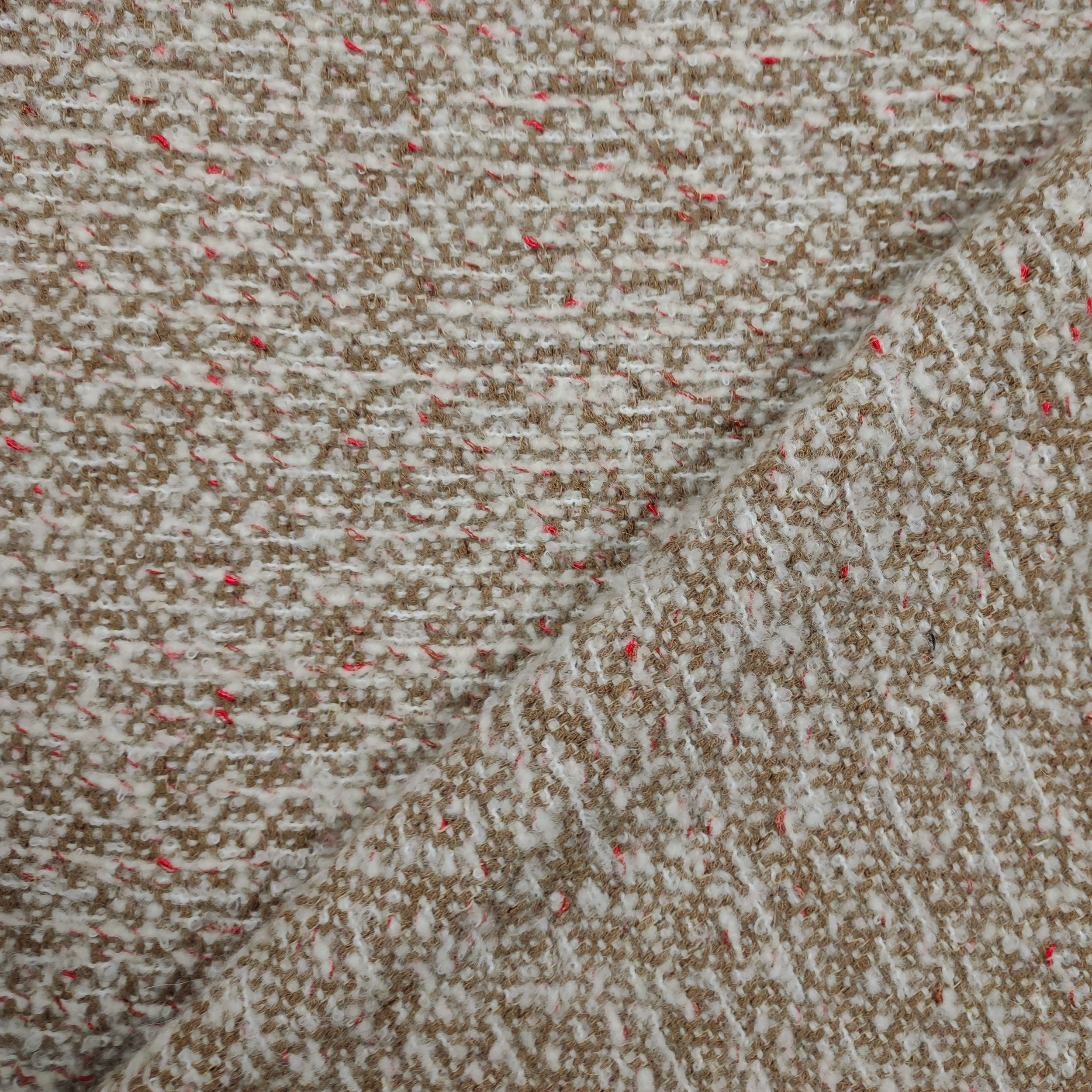 Tessuto Cappotto Intrecciato Beige Melange
