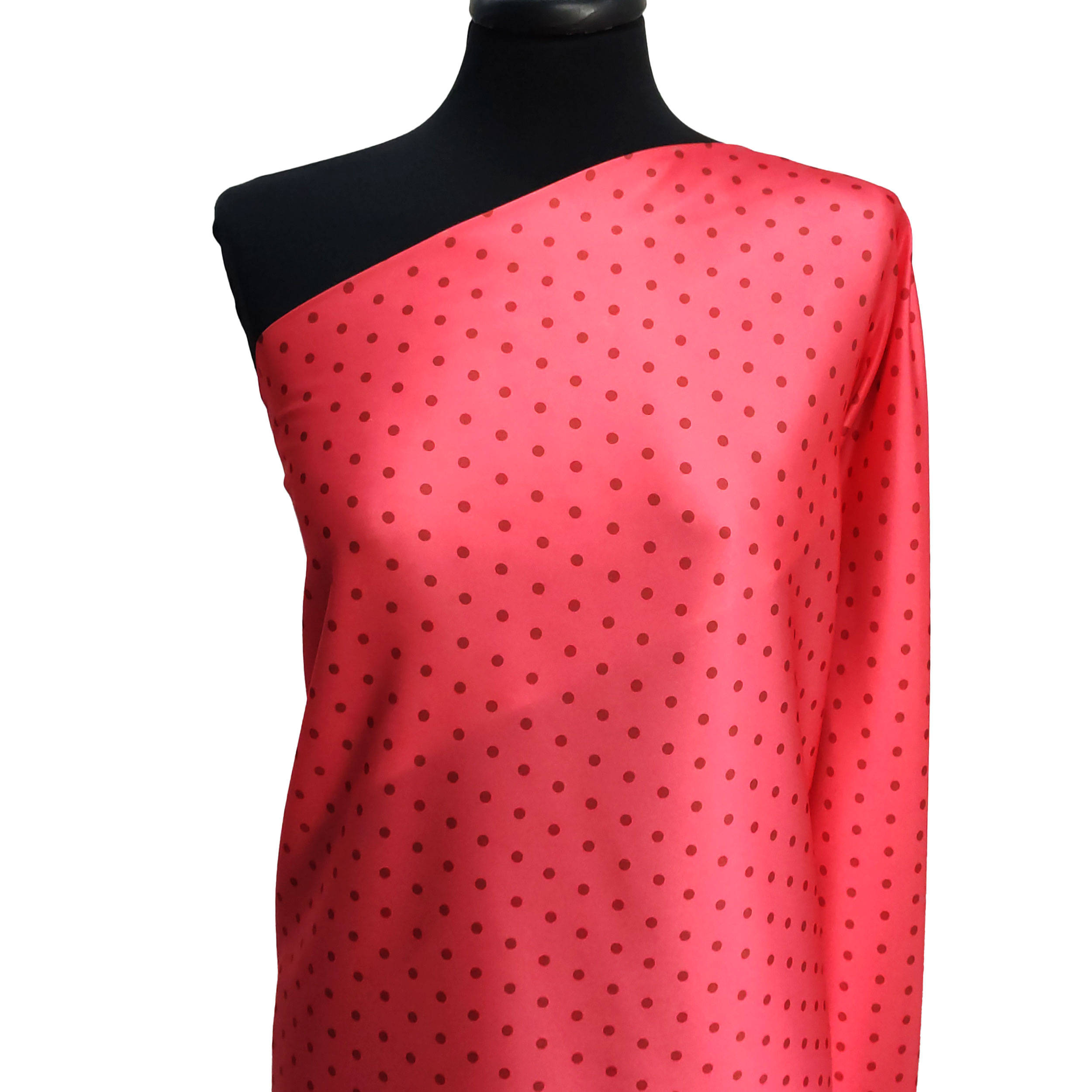 Rasetto Elasticizzato Setato Alta Moda Pois Sfondo Corallo