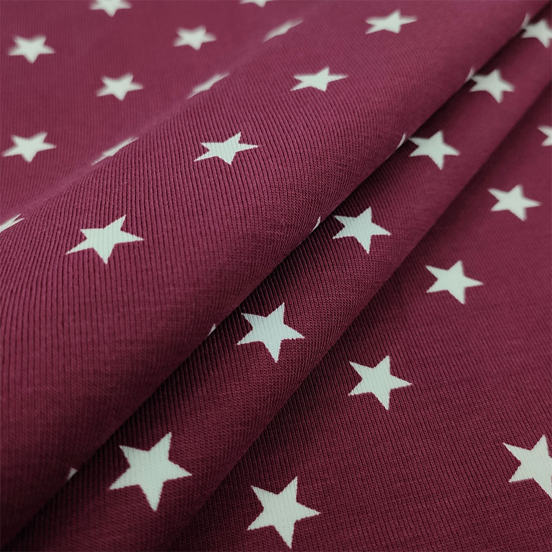 Tessuto Jersey Stelline Bordeaux