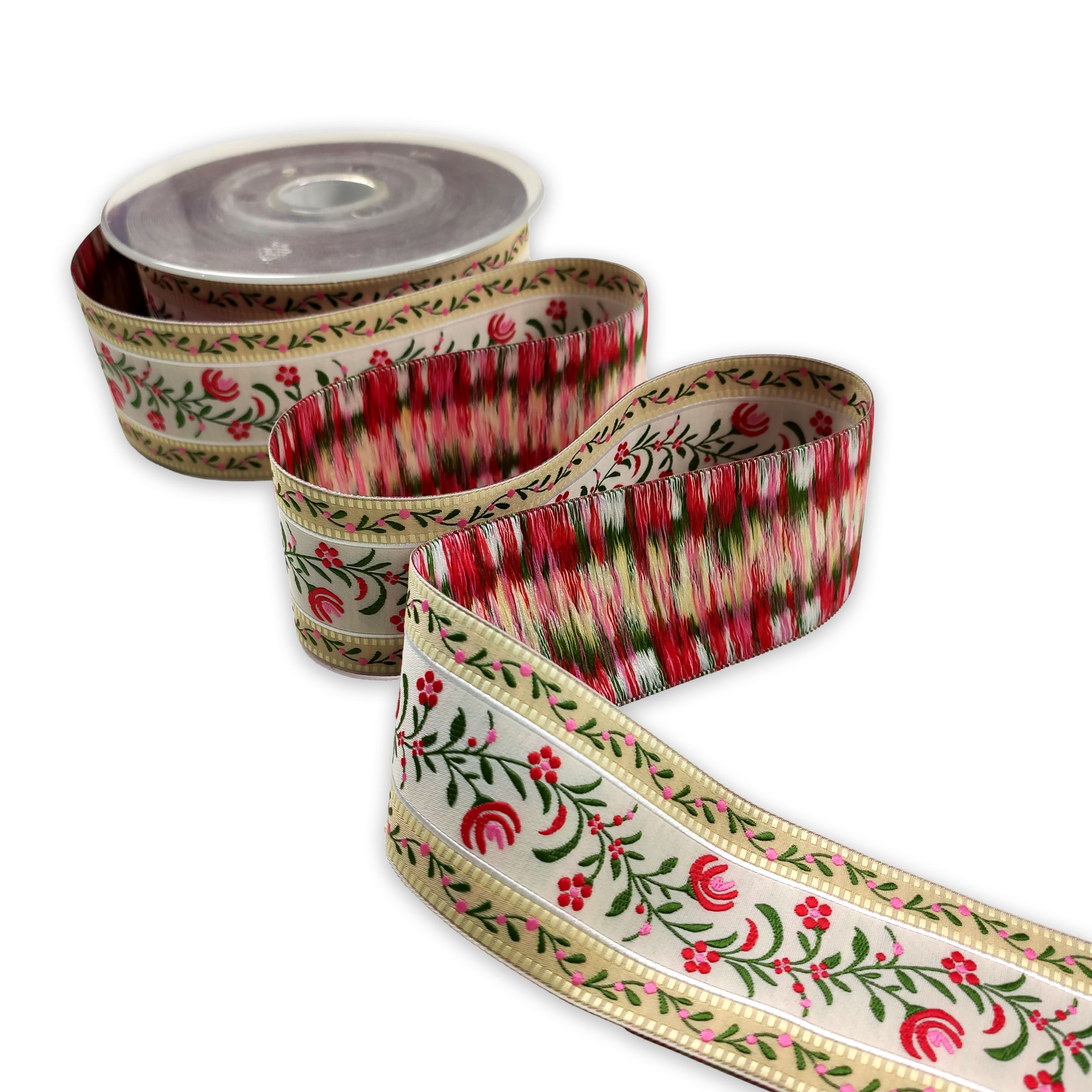 Passamaneria Prym Fantasia Fiori Ricamati Rosso