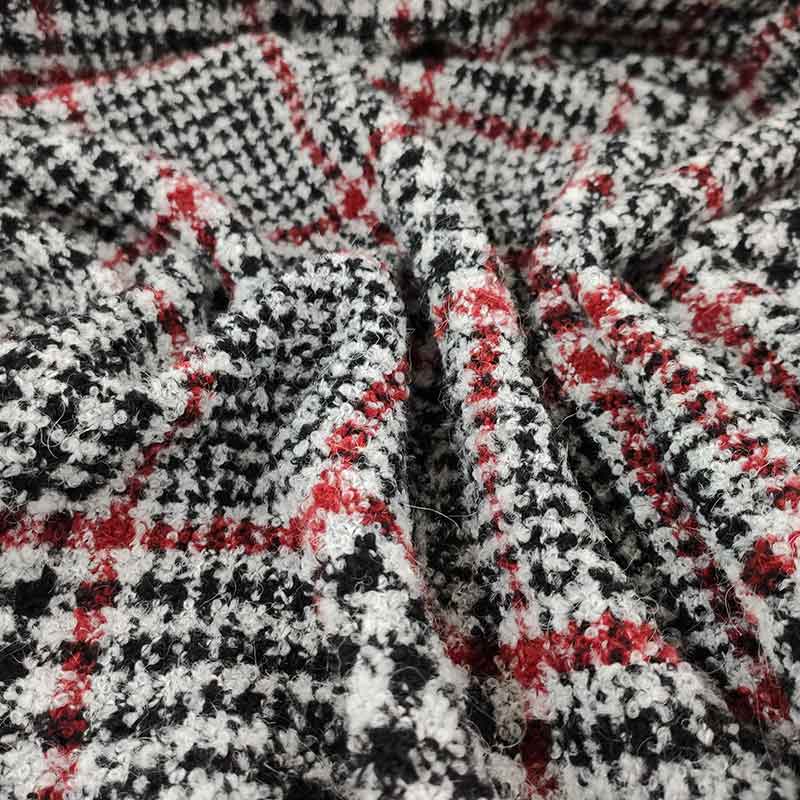 Tessuto per Cappotti Tartan Grigio e Rosso