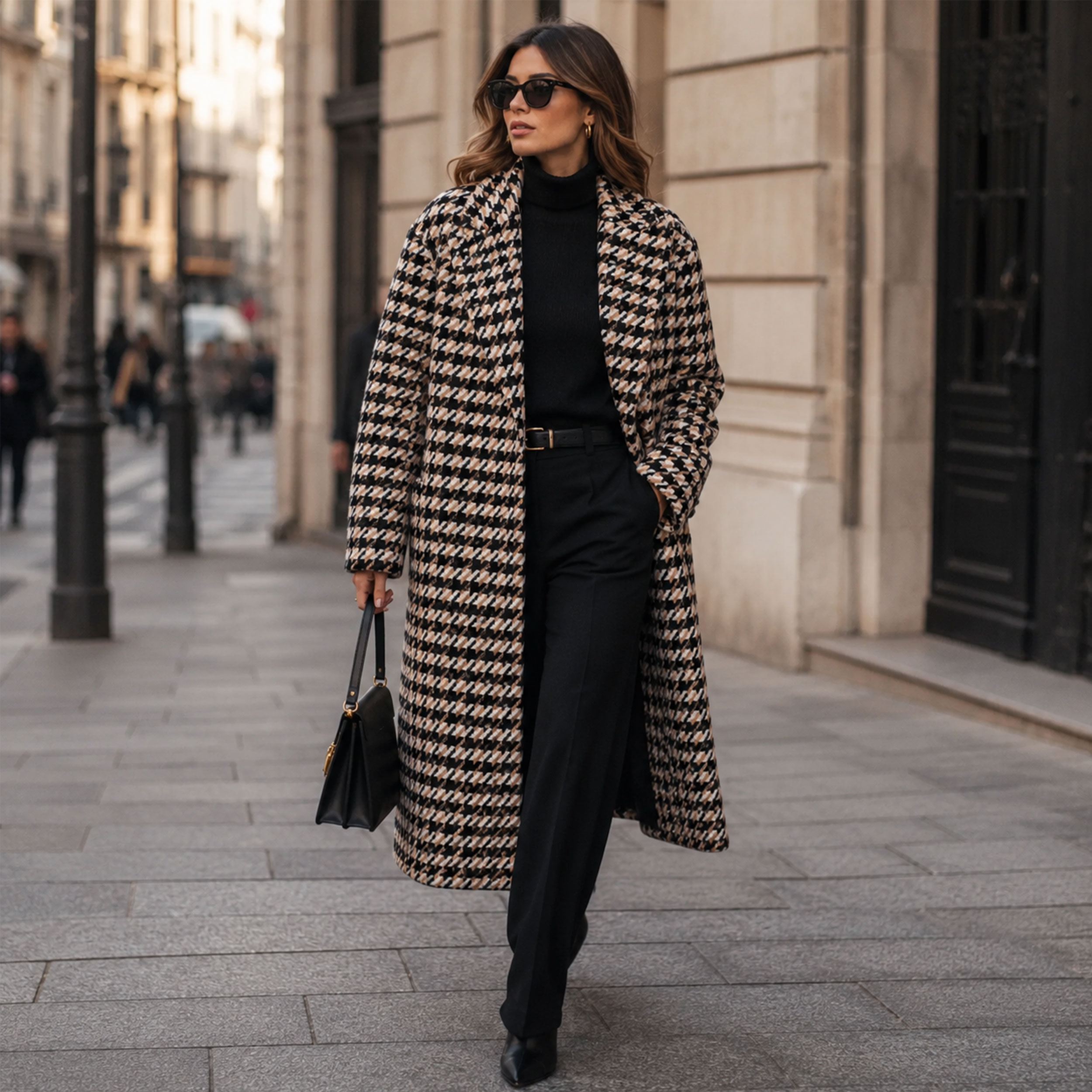 Cappotto Pied De Poule Biscotto Image