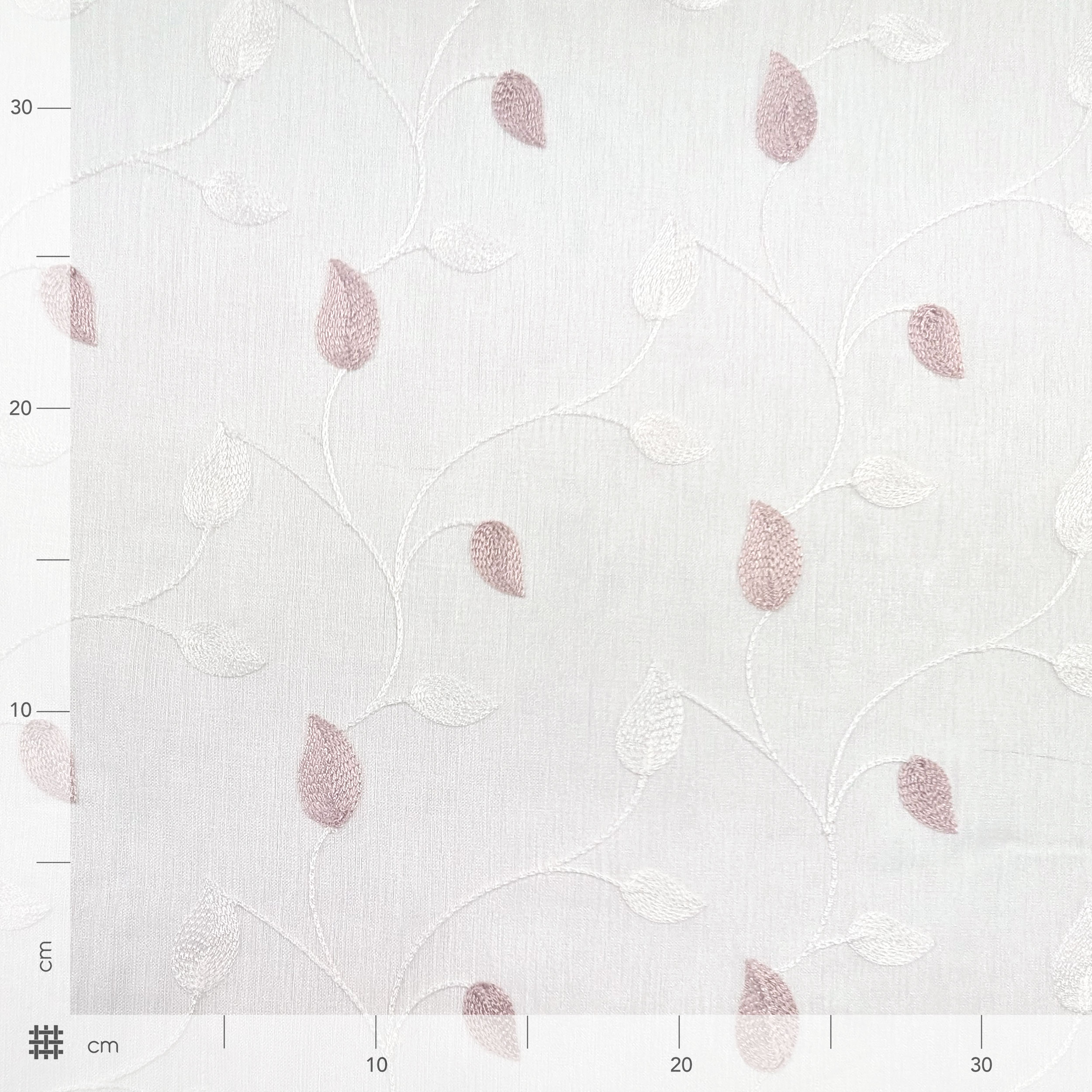 Tessuto Tenda Foglie Ricamate Rosa Image