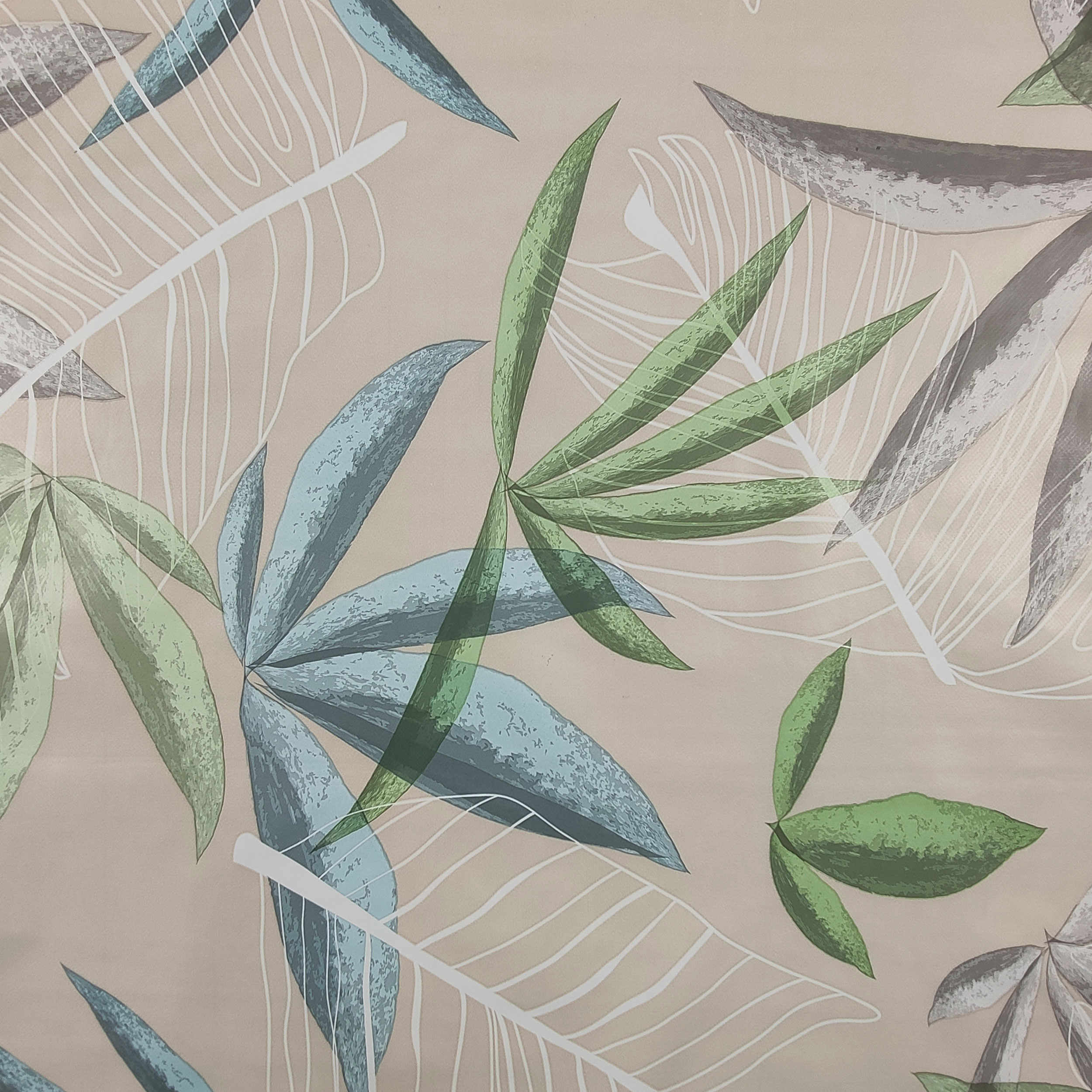 Tessuto Tovaglia Plastificata Foglie Sfondo Beige Image