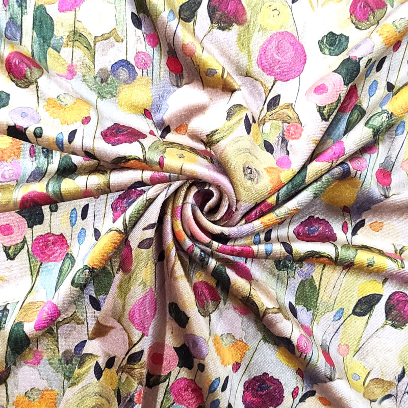 Tessuto di velluto fiori impressionisti
