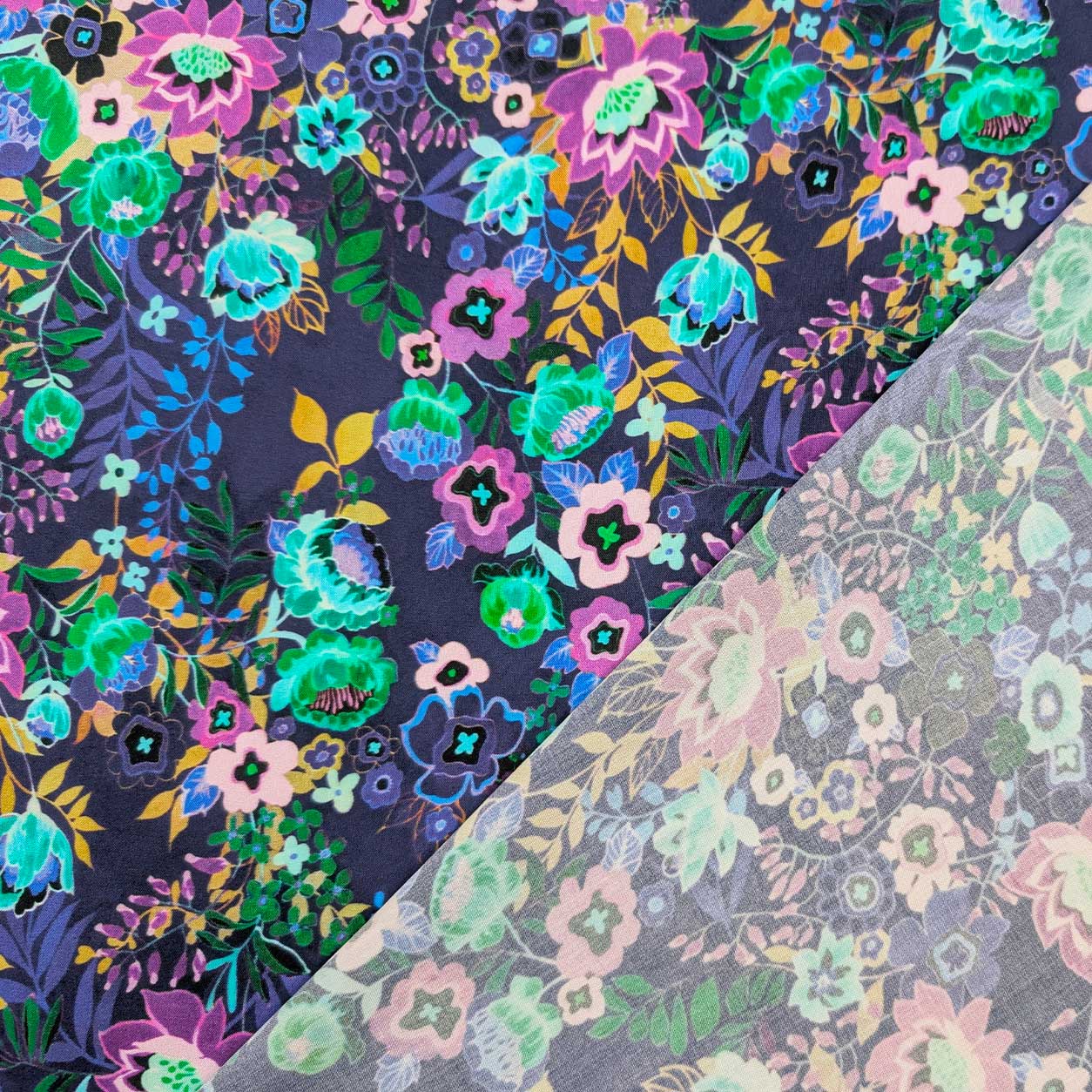Viscosa e Seta Fantasia Floreale Viola Image