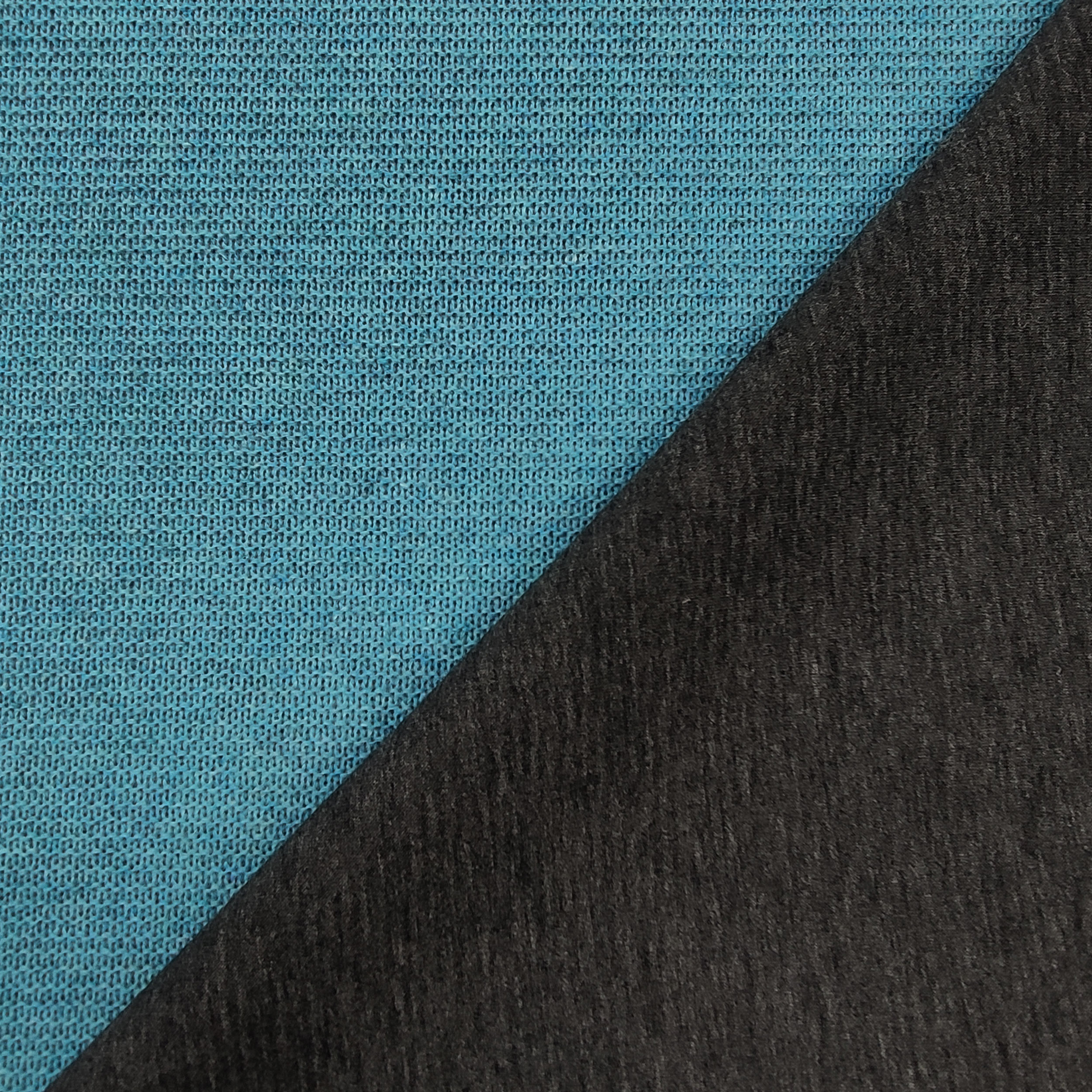neoprene accoppiato punto maglia azzurro e tinta unita grigio
