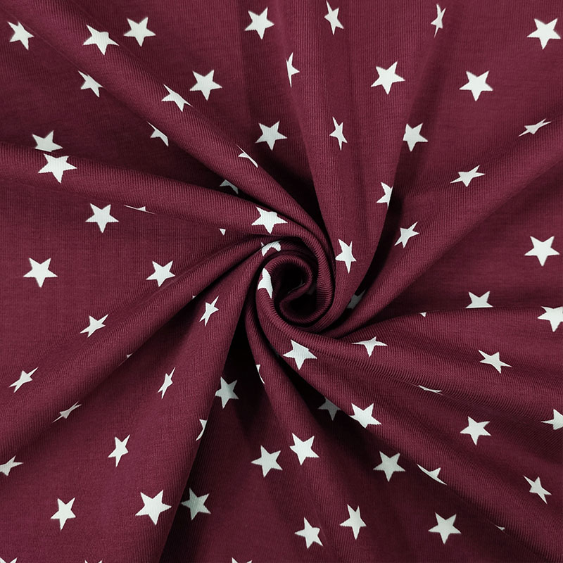 Tessuto Jersey Stelline Bordeaux
