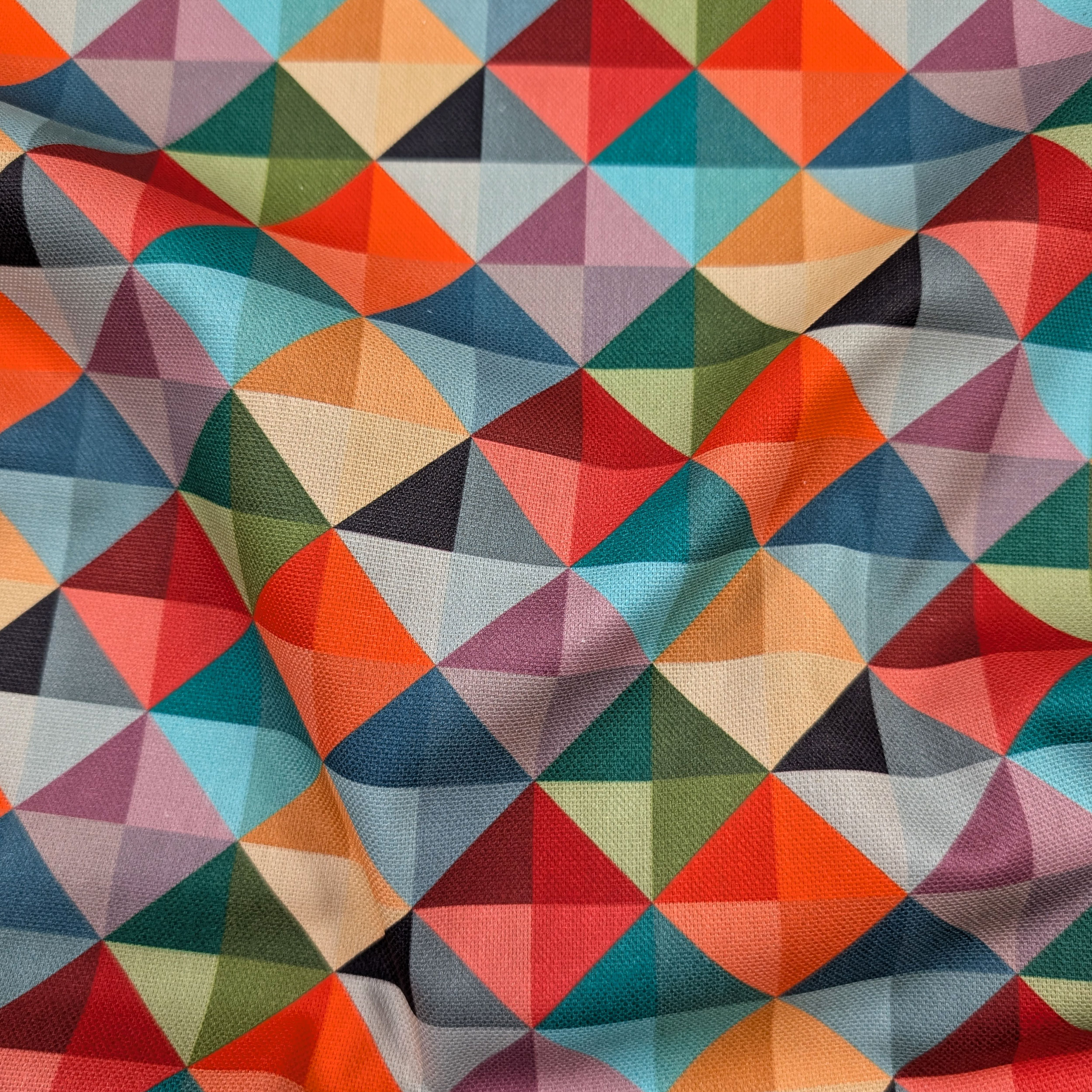 Panama Puro Cotone Geometria Multicolor Image