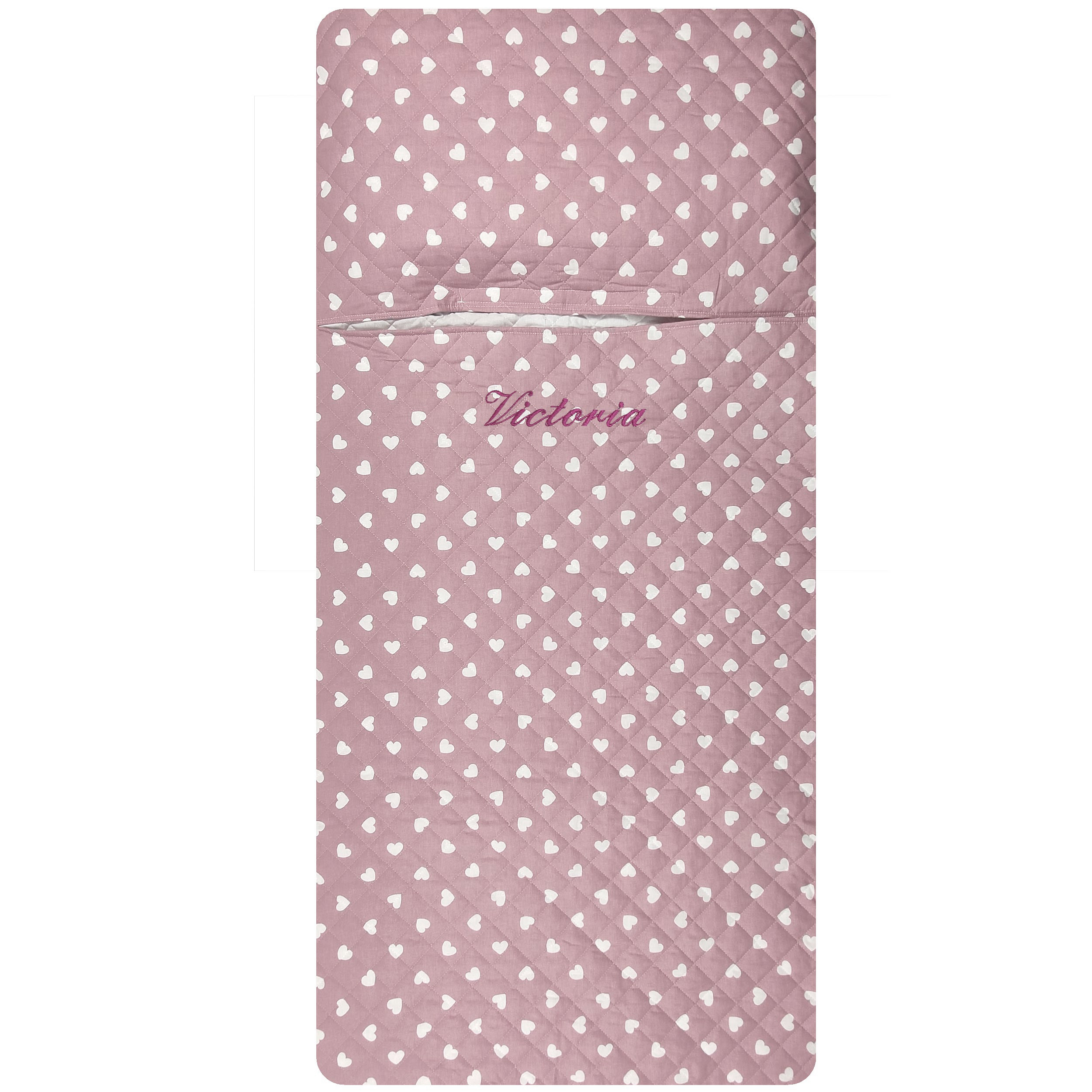 Sacco Nanna Cuori Bianchi con Sfondo Rosa Antico