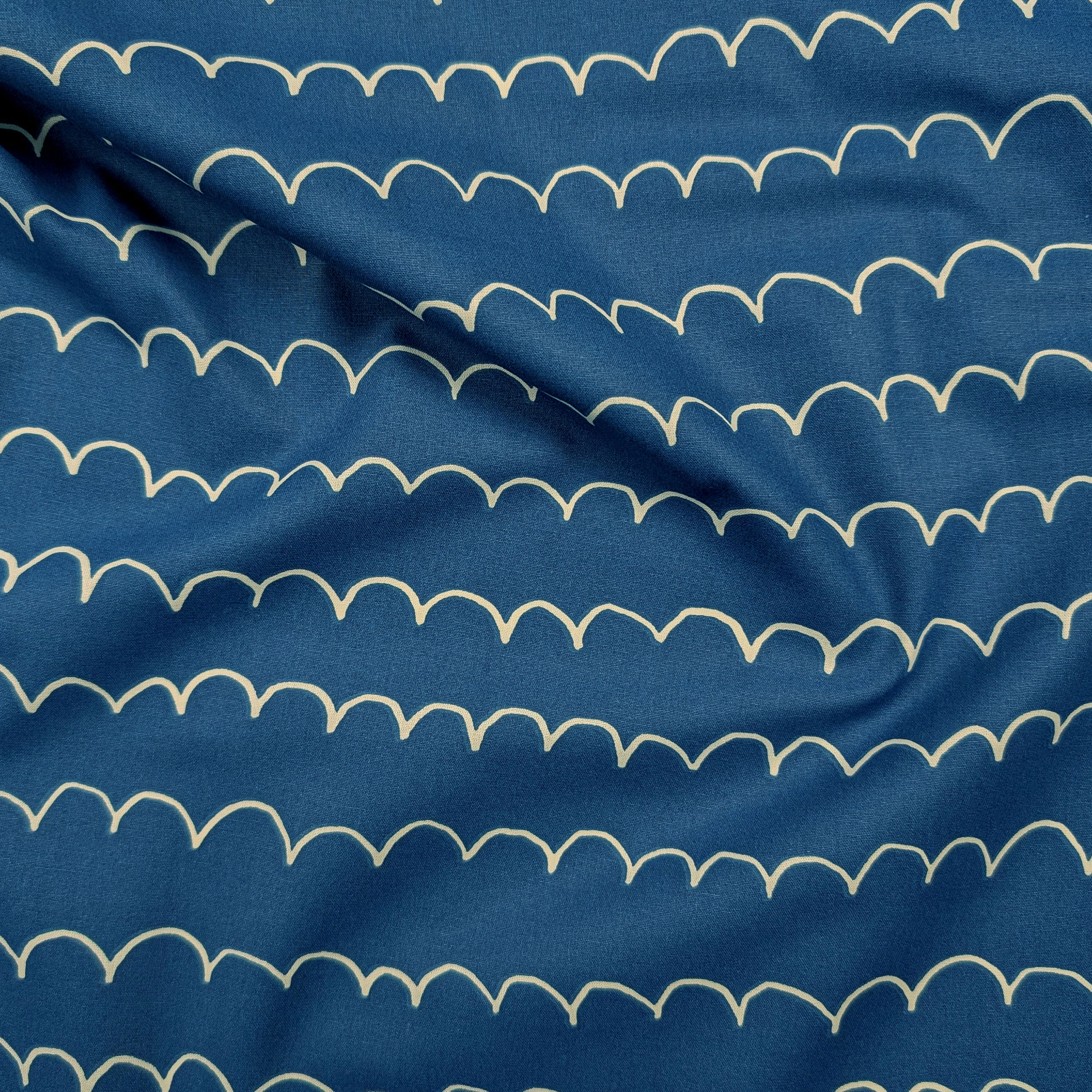 Popeline di Cotone Blu Onde del Mare Image