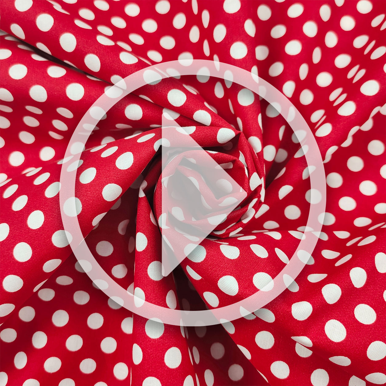Tessuto Cotone Rosso a Pois Grandi Image
