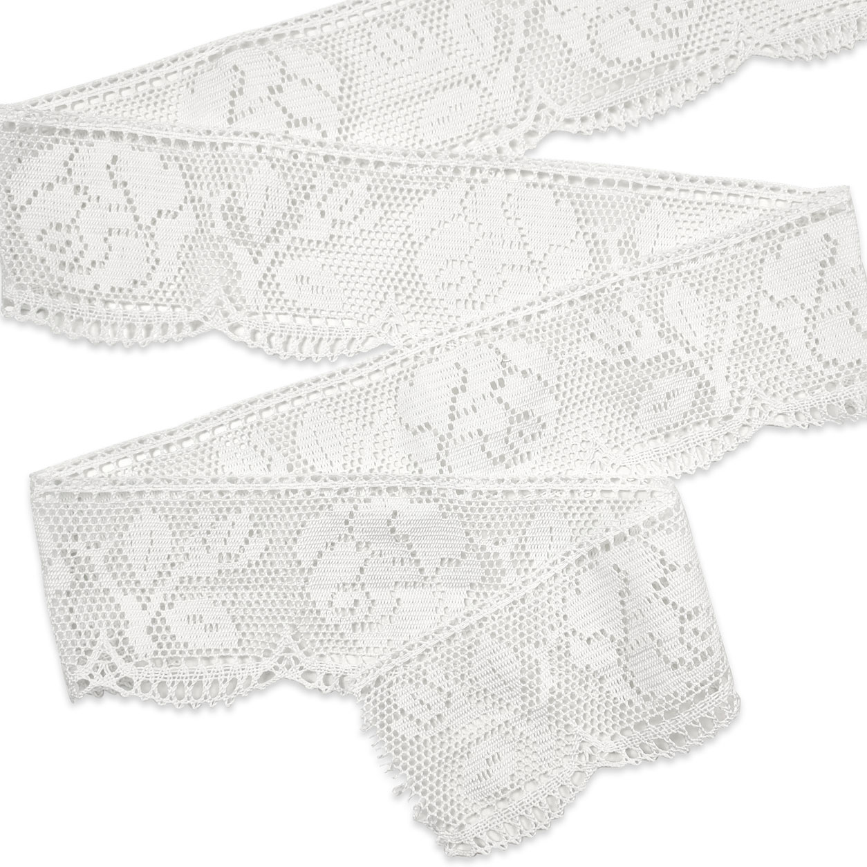 Pizzo Smerlato Bianco con Rose