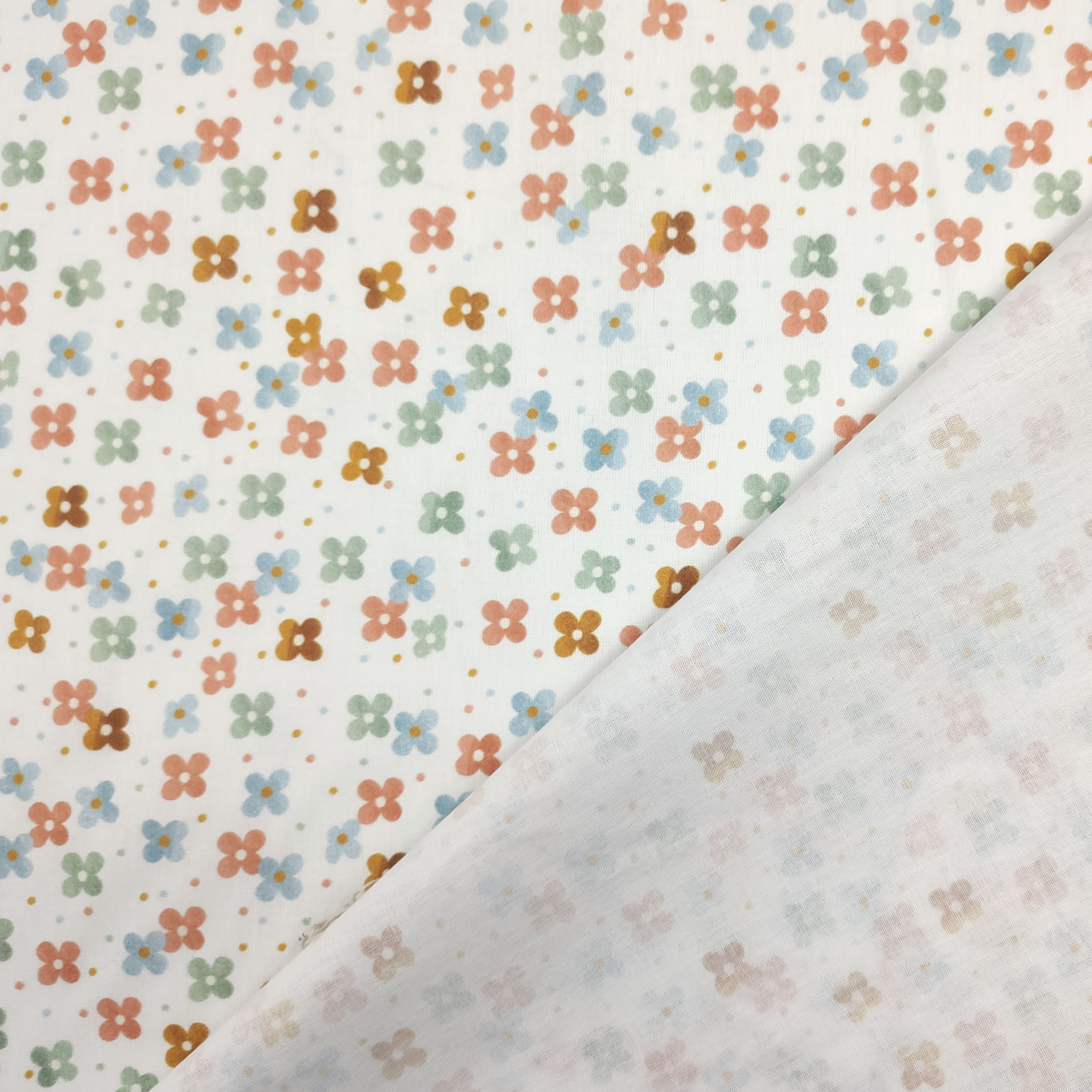 Tessuto Cotone Piccoli Fiori Colorati