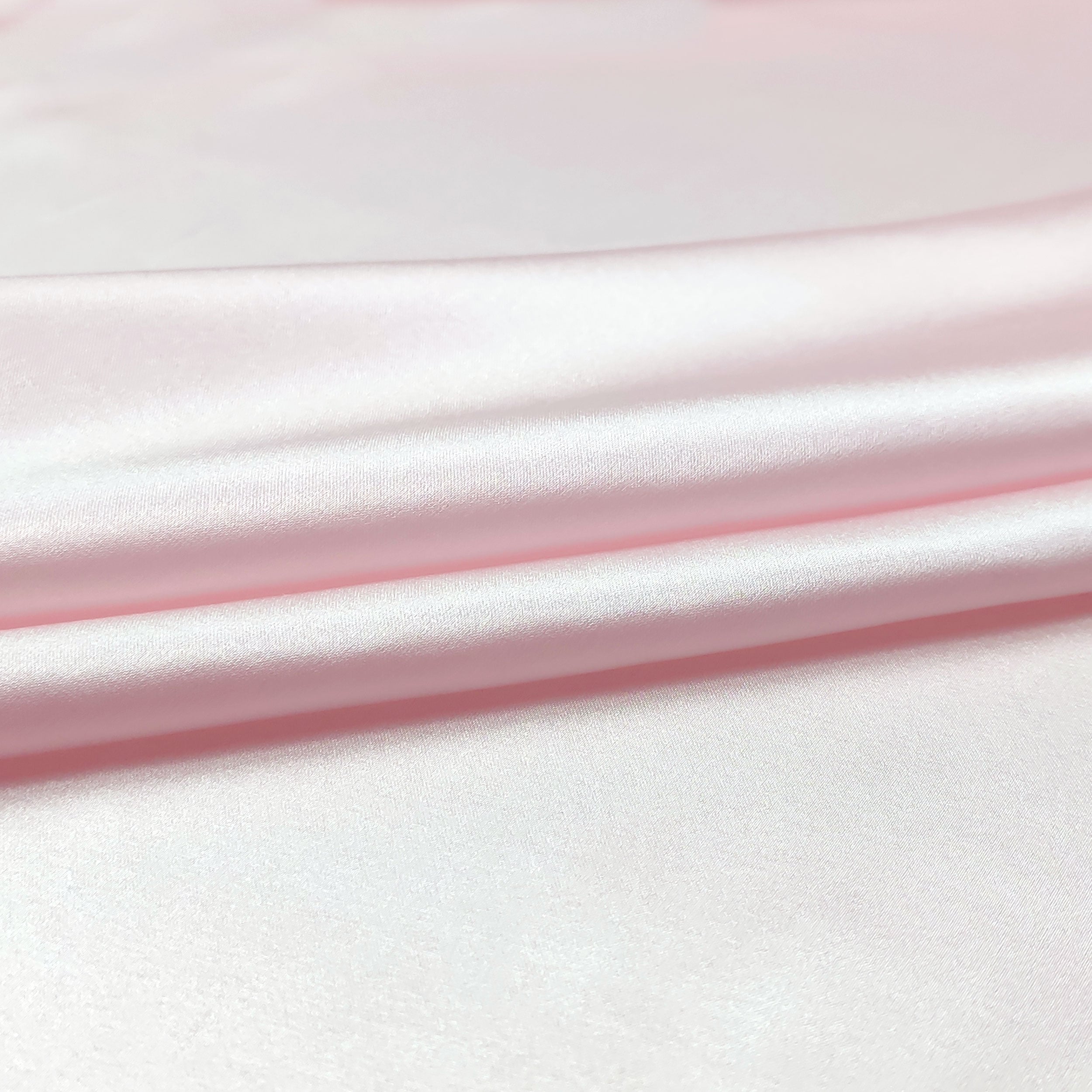 Tessuto Raso di Seta Elasticizzato Rosa Baby