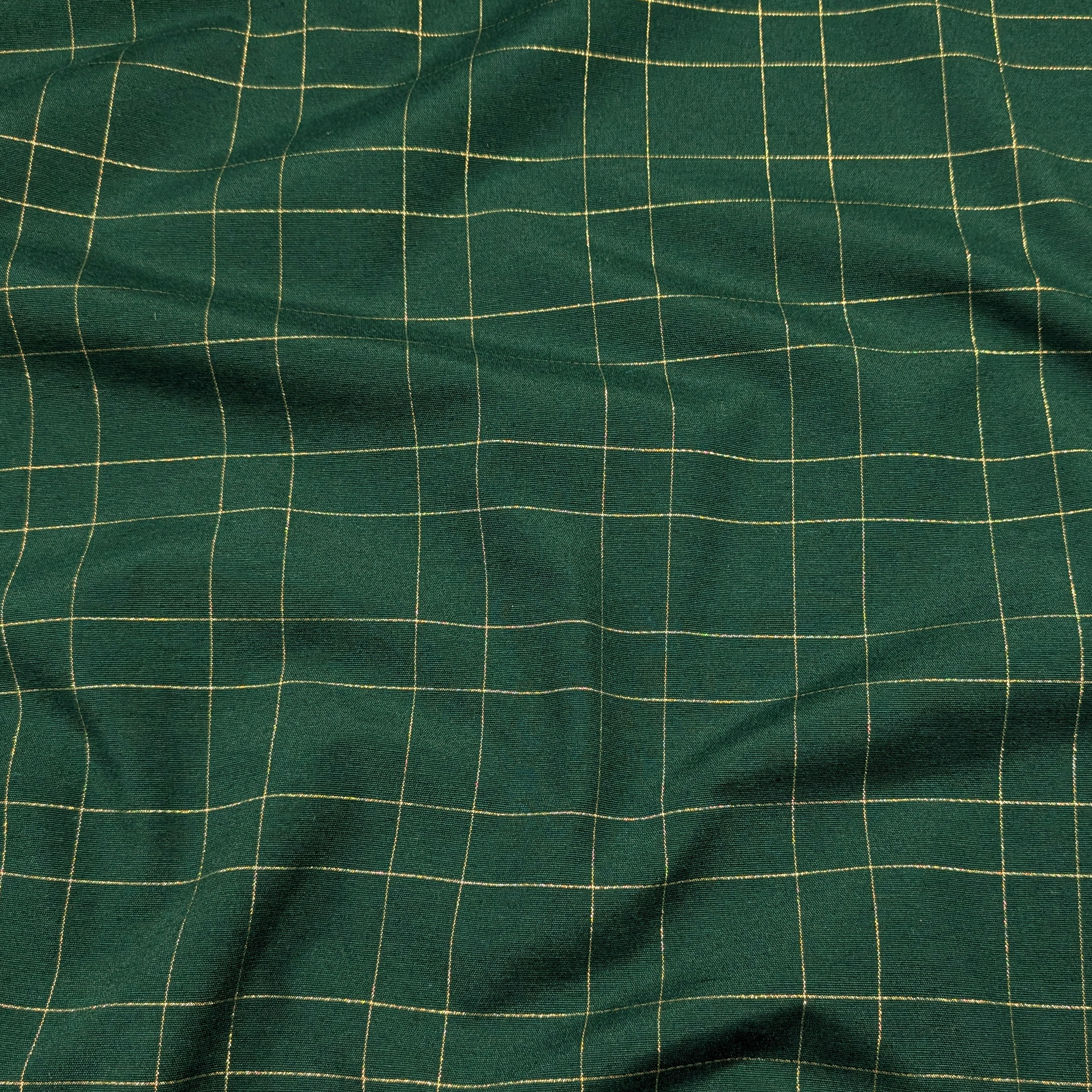 Misto Cotone Natalizio Verde Righe Oro Lurex Image