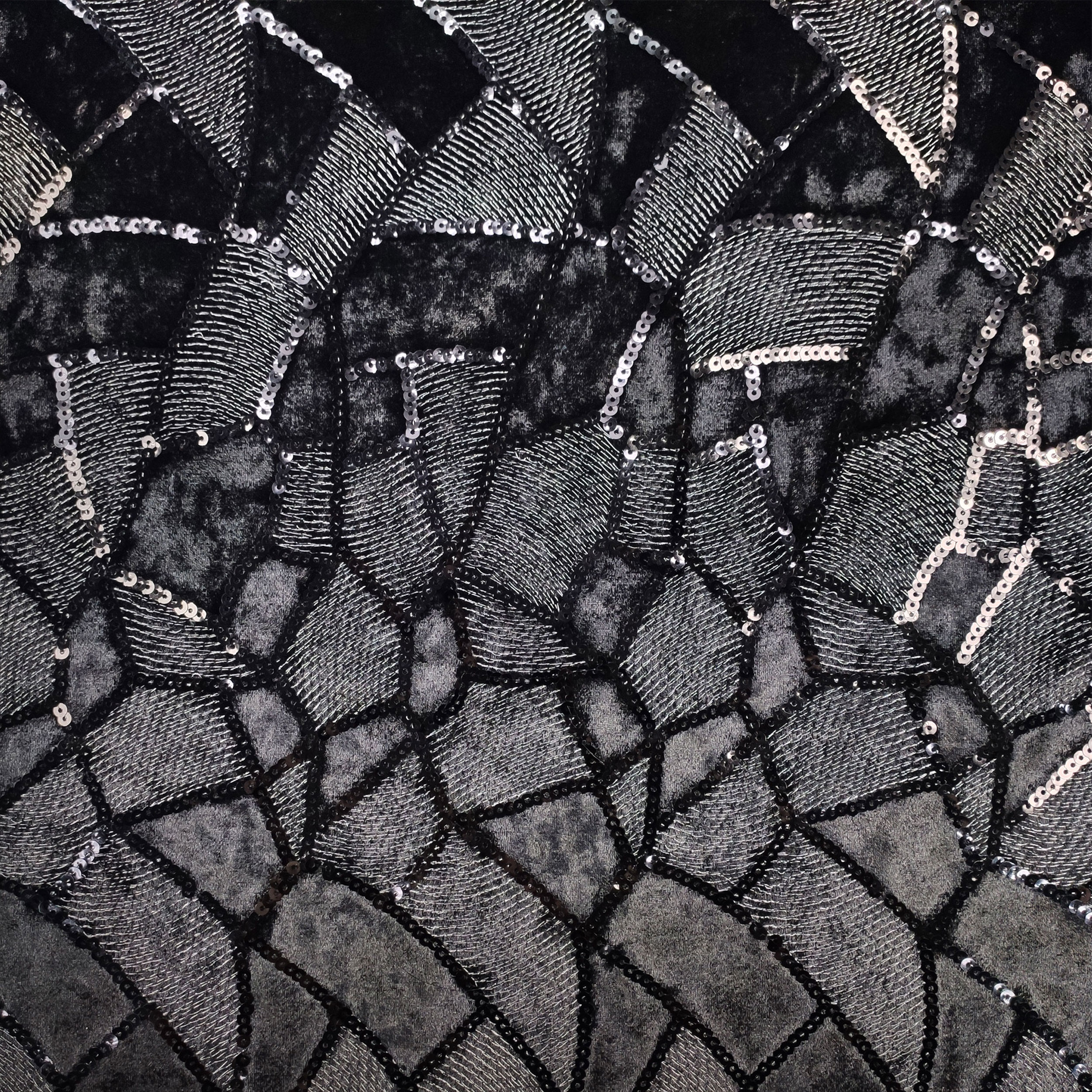 tessuto ciniglia paillettes effetto mosaico