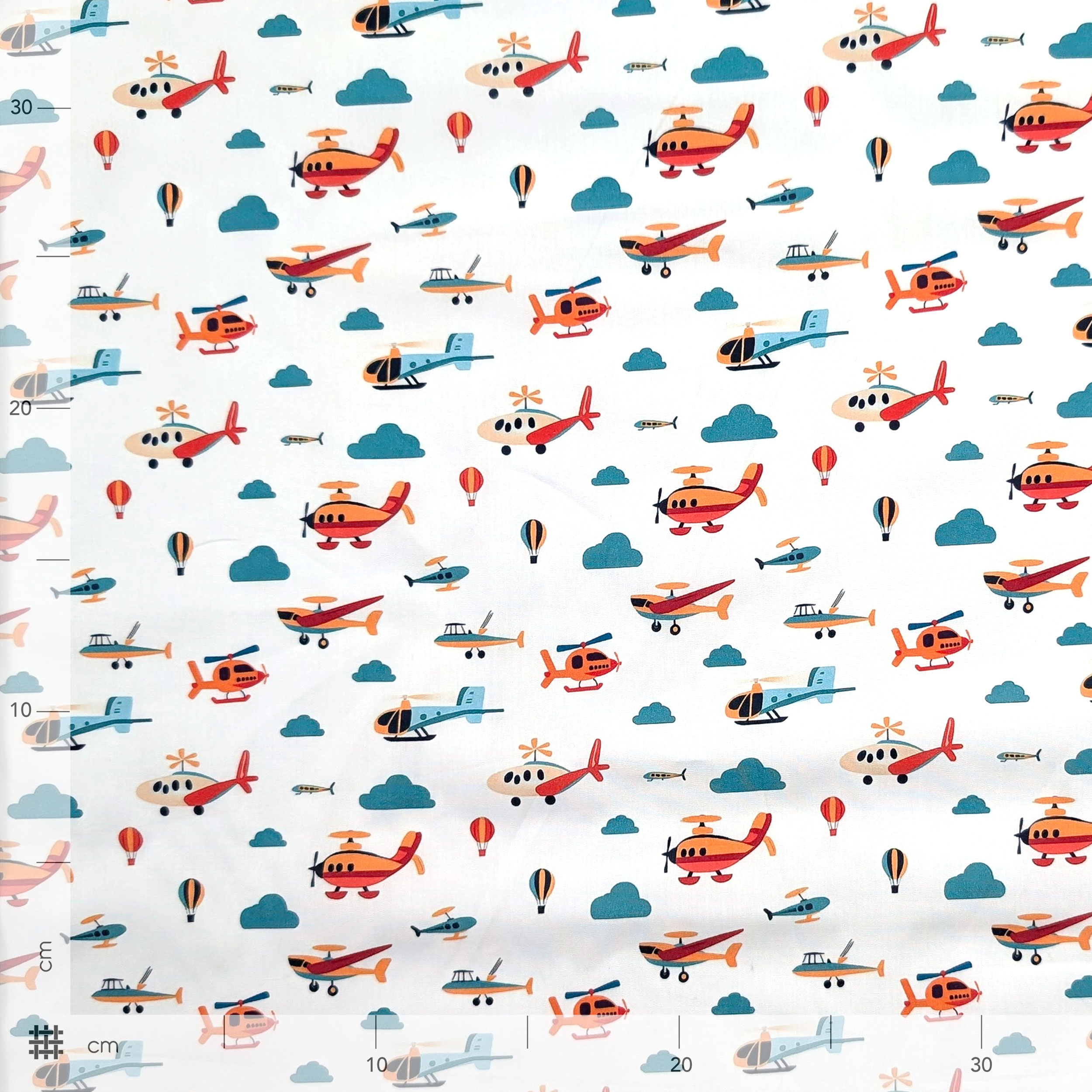 Popeline Cotone Aeroplani e Nuvolette Image